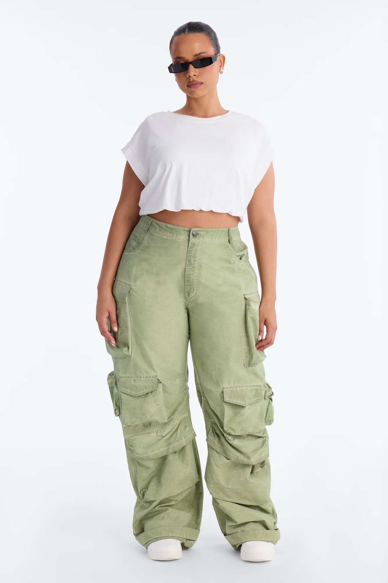 Talk It Up Oversized Cargo Pant - Sage - Image 5