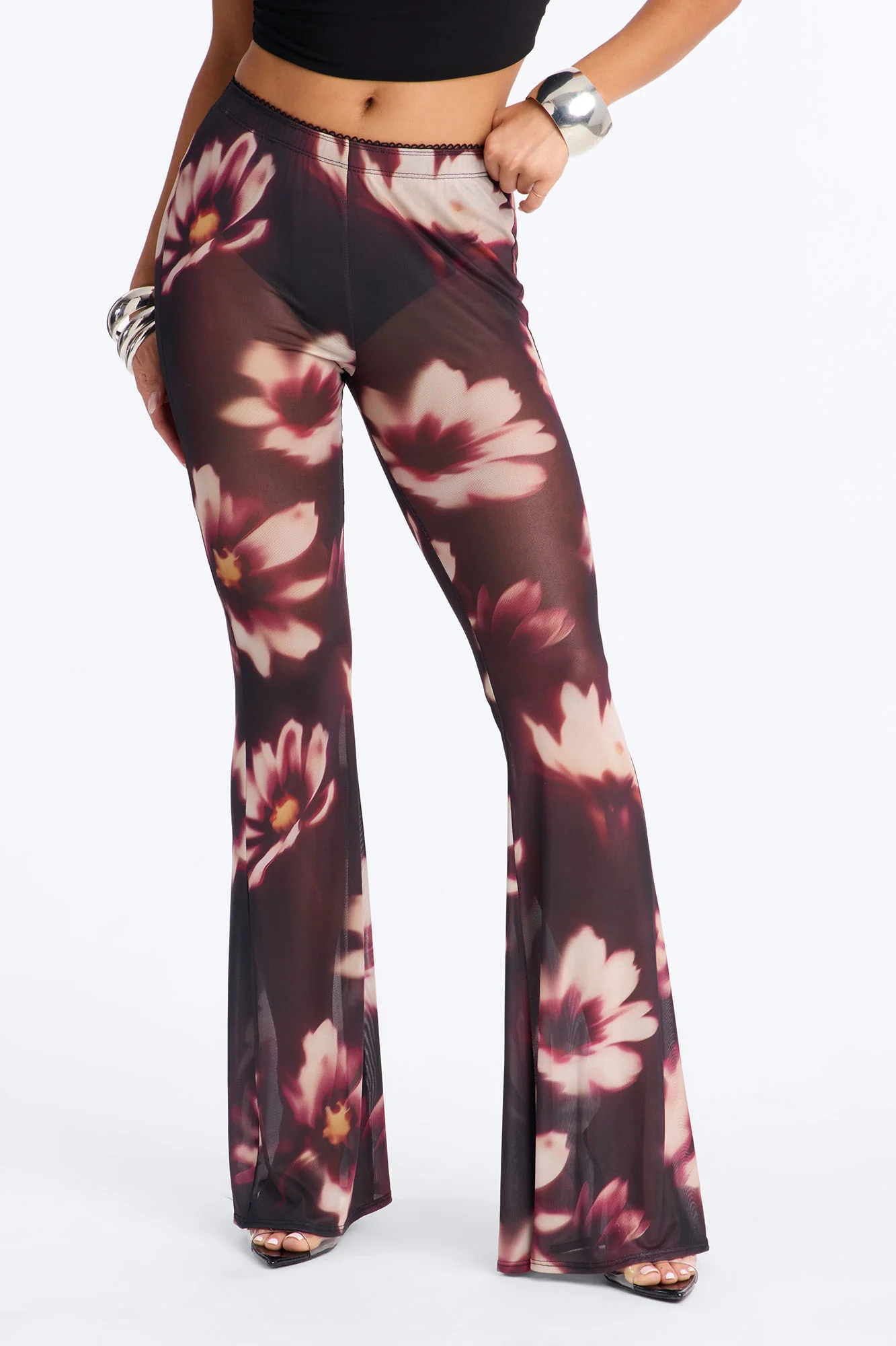 Talk To You Later Mesh Flare Pant - Black/combo - Image 2