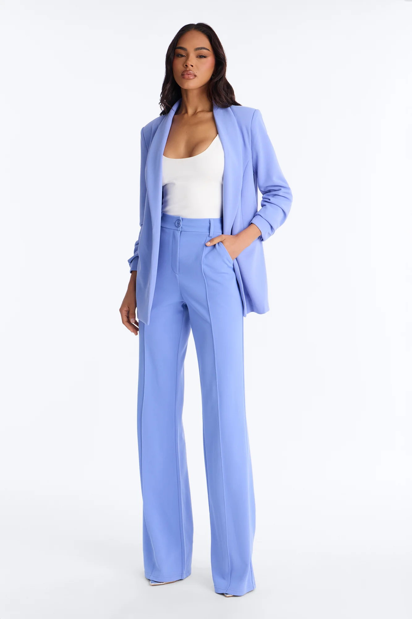 Tall Heidi Wide Leg Trouser Pant - Periwinkle