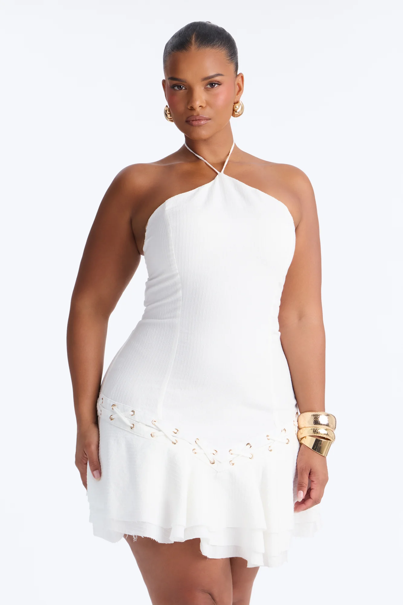 Tall Rayna Sleeveless Textured Mini Dress - White - Image 6