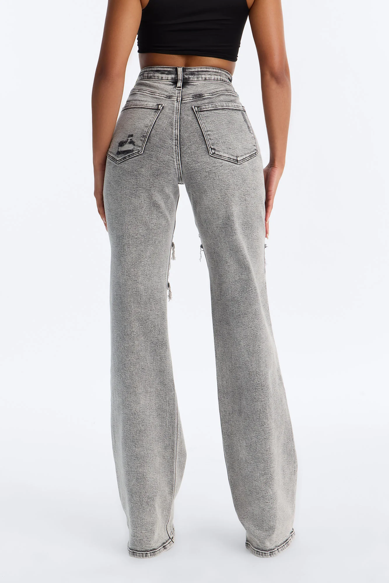 Tall Remi Ripped Stretch Baggy Jeans - Grey - Image 4