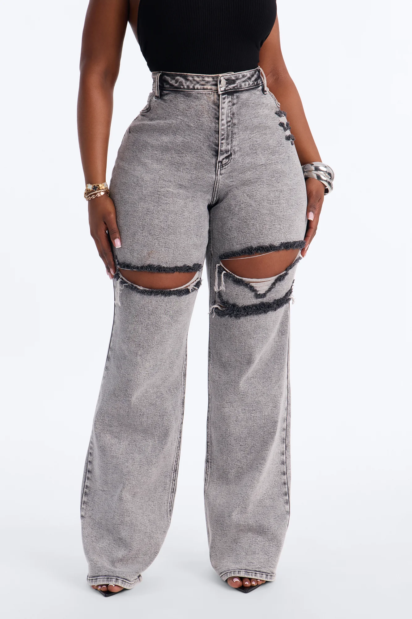 Tall Remi Ripped Stretch Baggy Jeans - Grey - Image 6