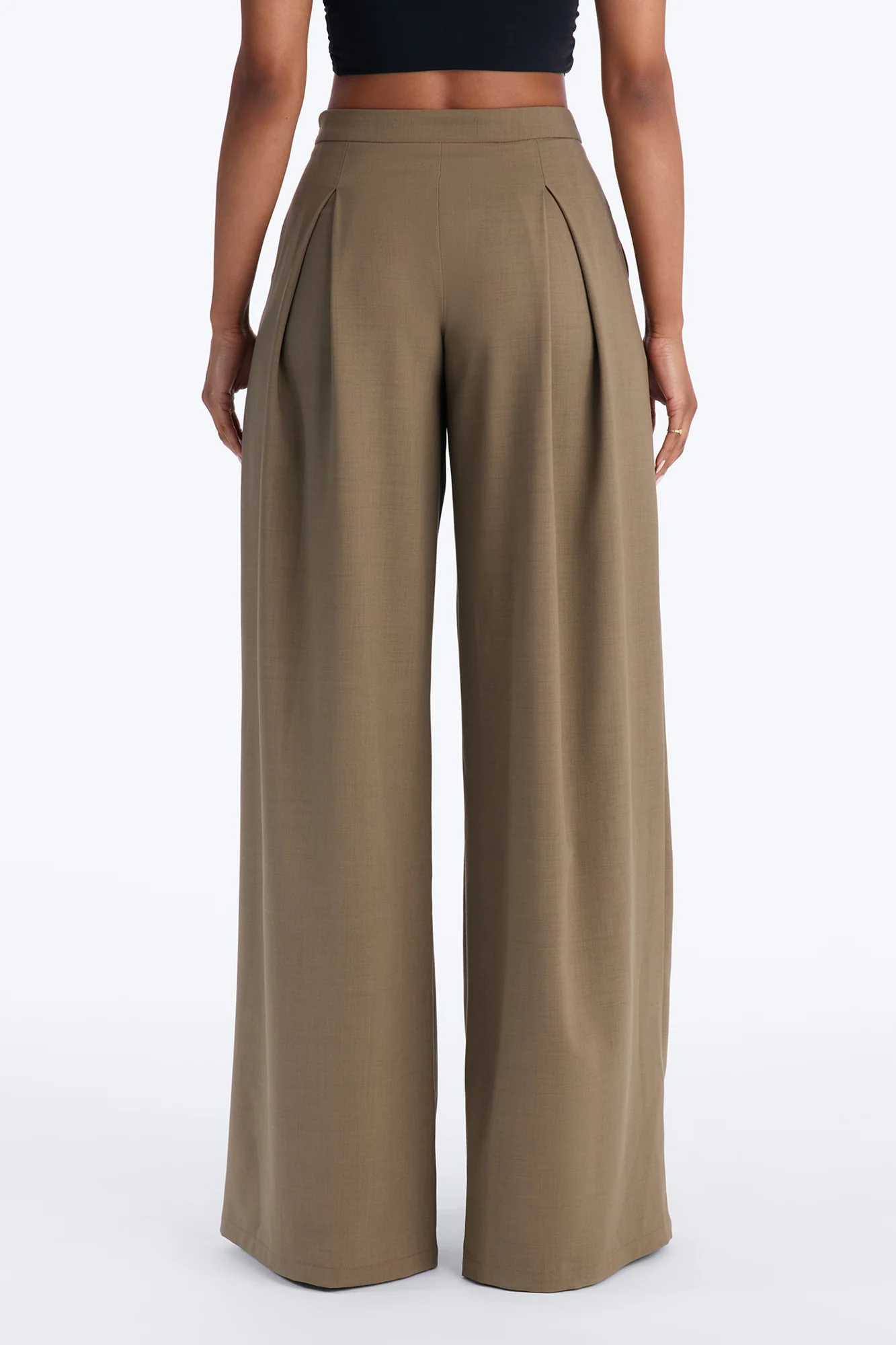 Tall Tiana Pleated Wrap Waist Wide Leg Trouser - Caffe - Image 4