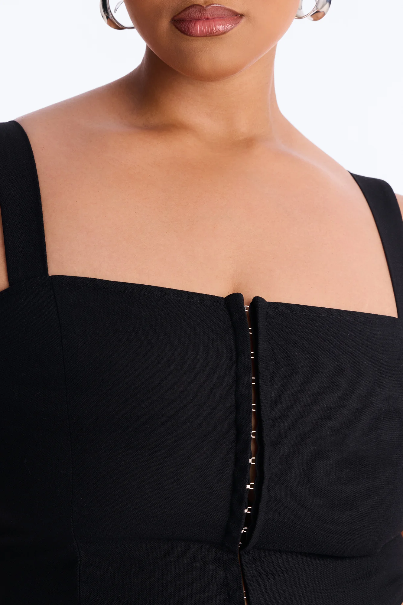 Tan Lines Smocked Linen Top - Black - Image 7
