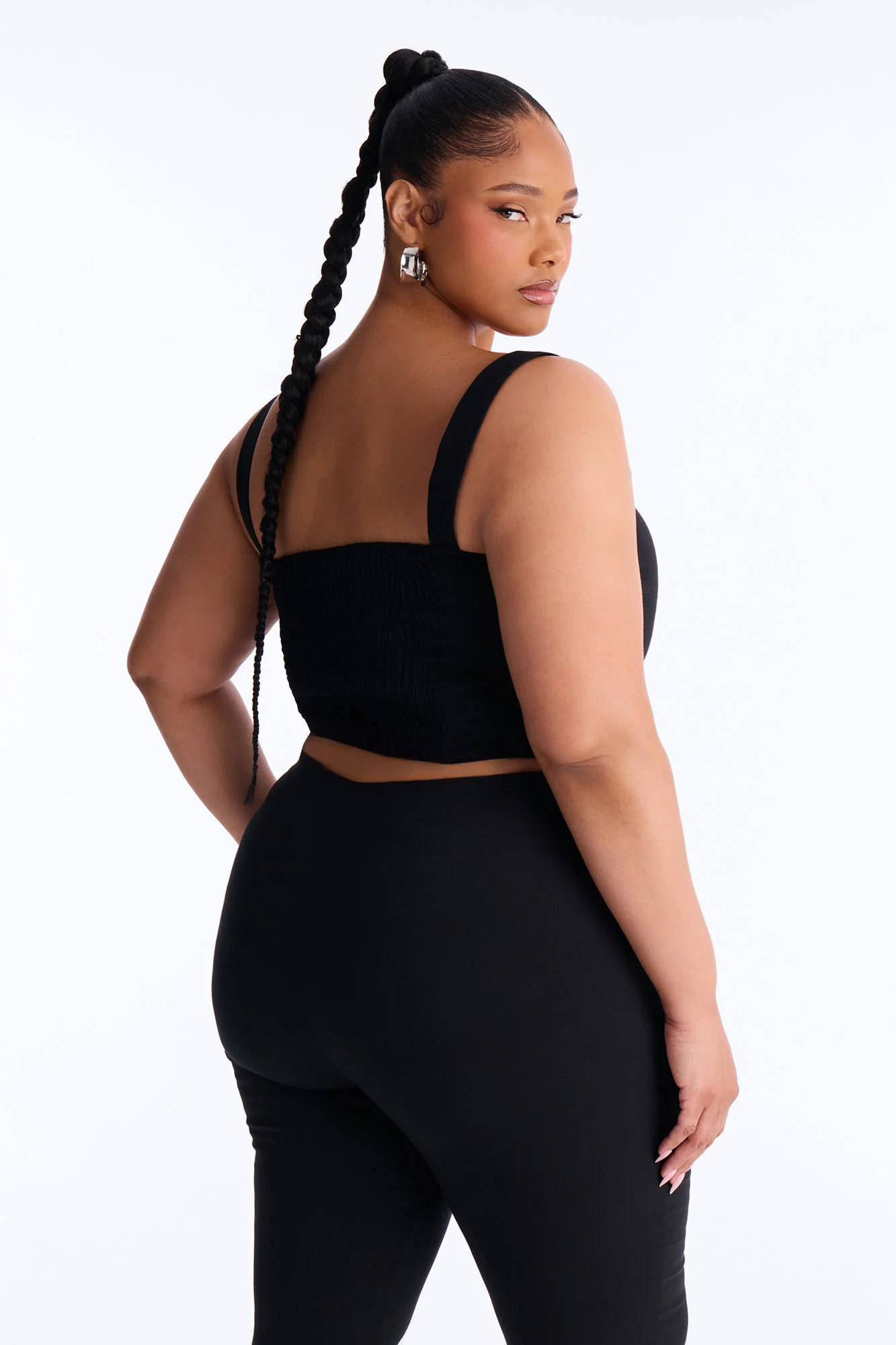 Tan Lines Smocked Linen Top - Black - Image 8