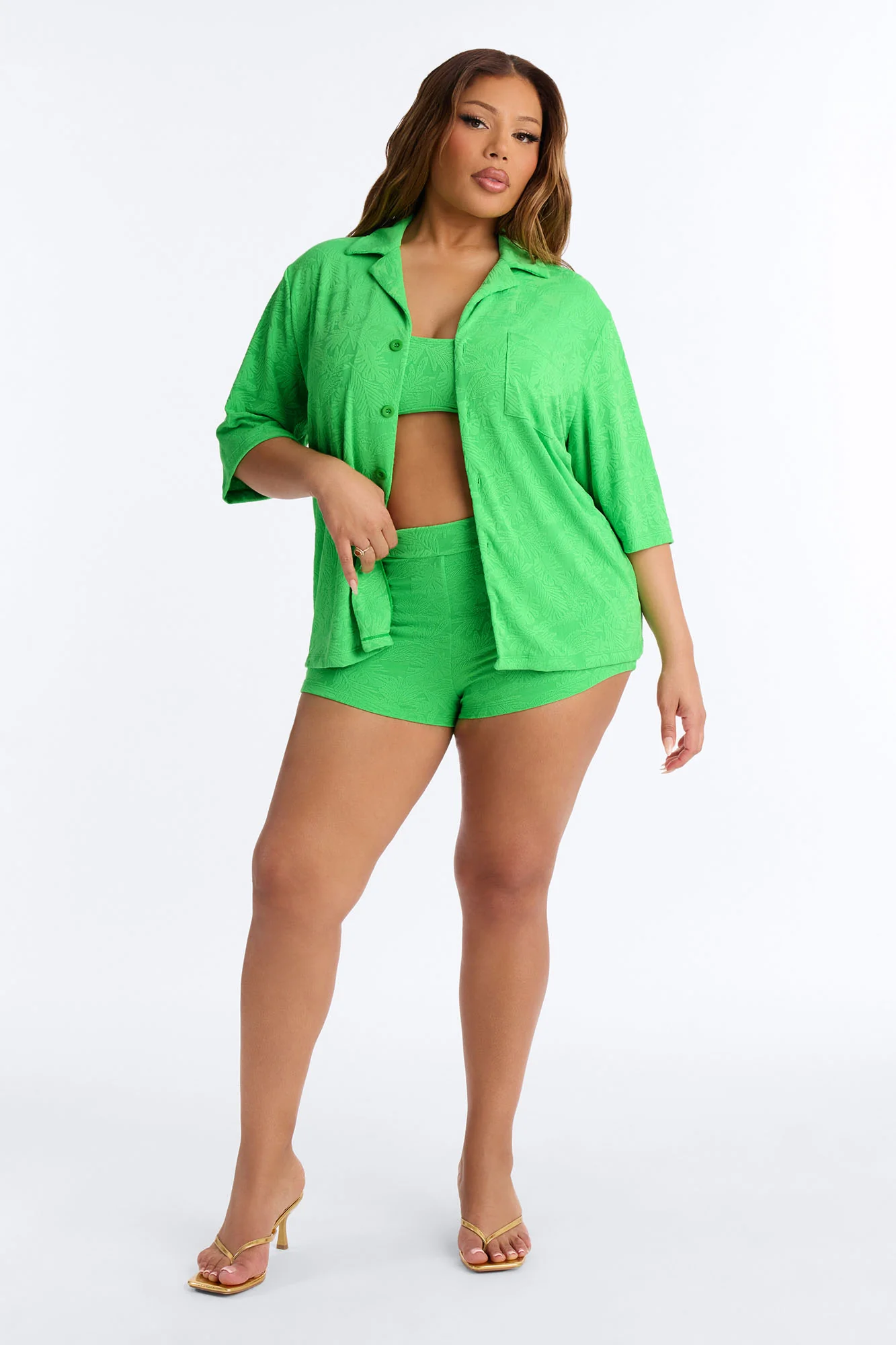 Tan Me Later 3 Piece Bikini Set - Green - Image 5