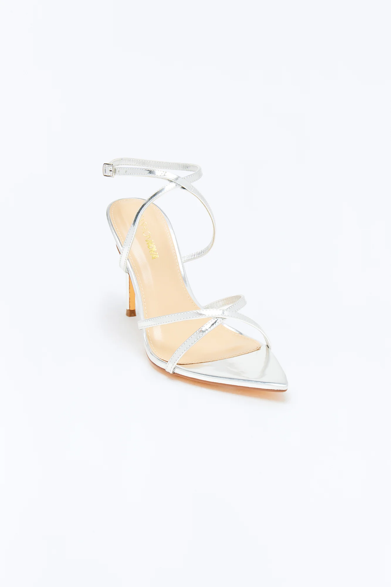 Tani Ankle Strap Patent Heels - Silver - Image 2