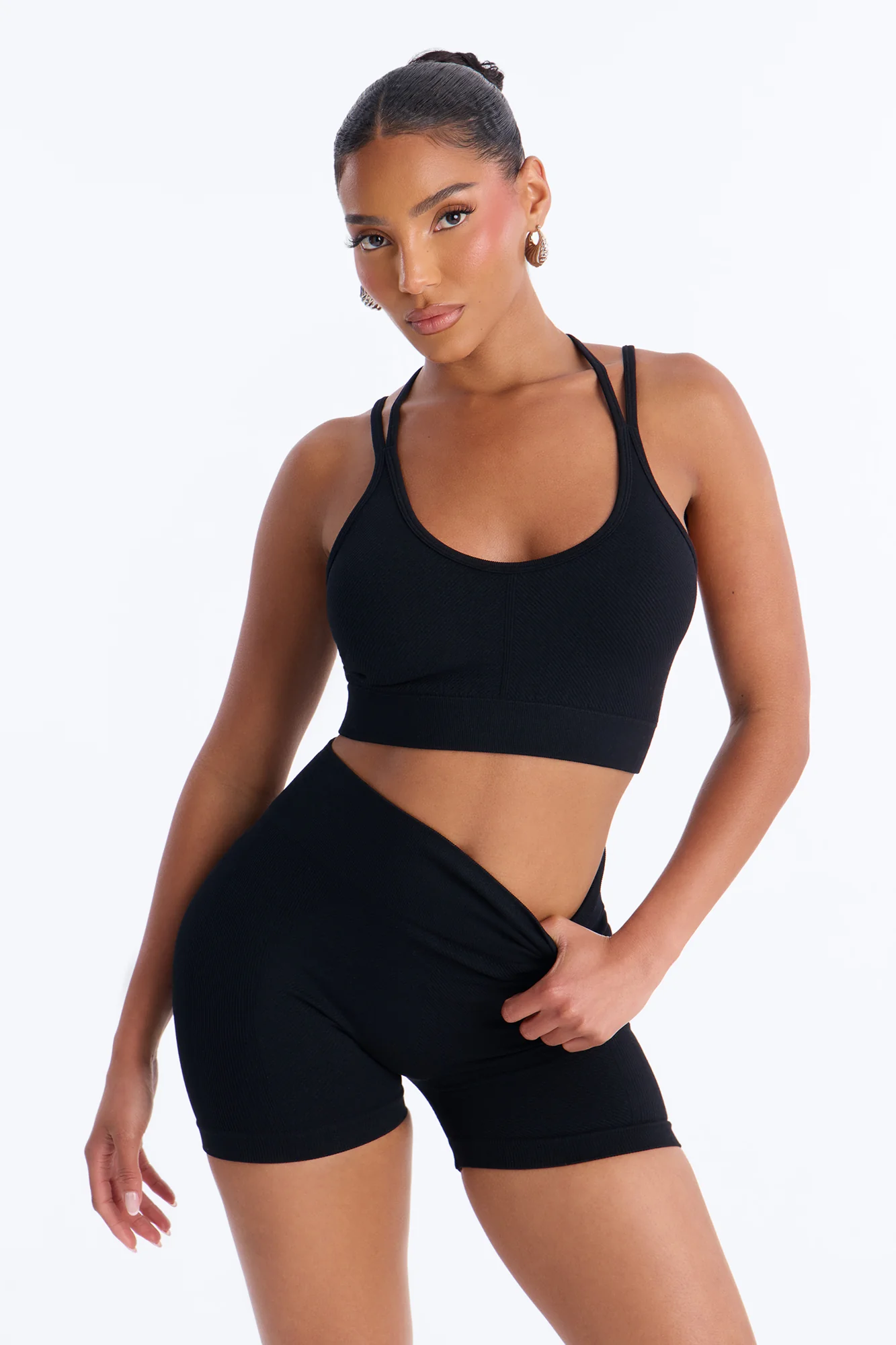 Tania Seamless Short Set - Black