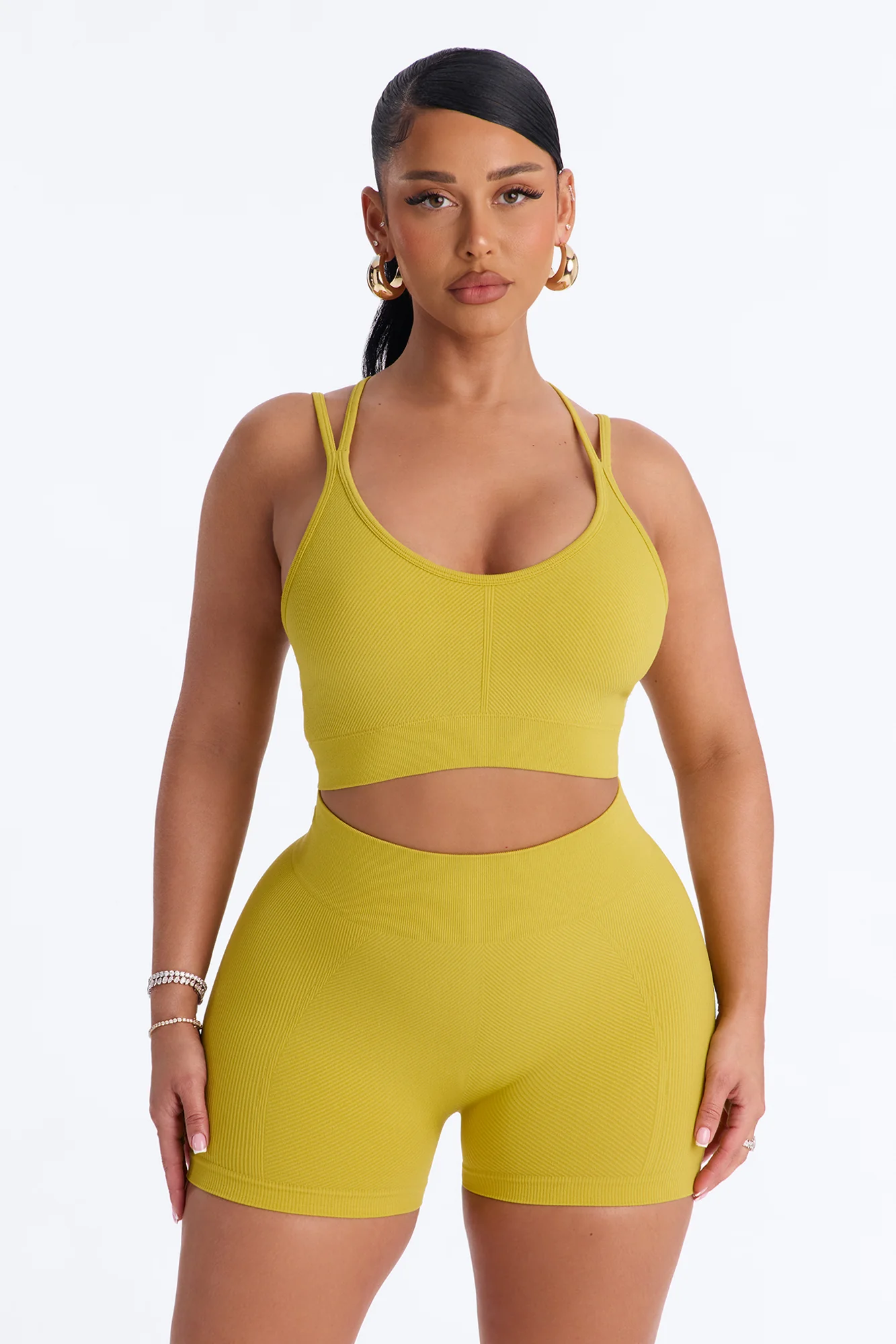 Tania Seamless Short Set - Chartreuse - Image 2