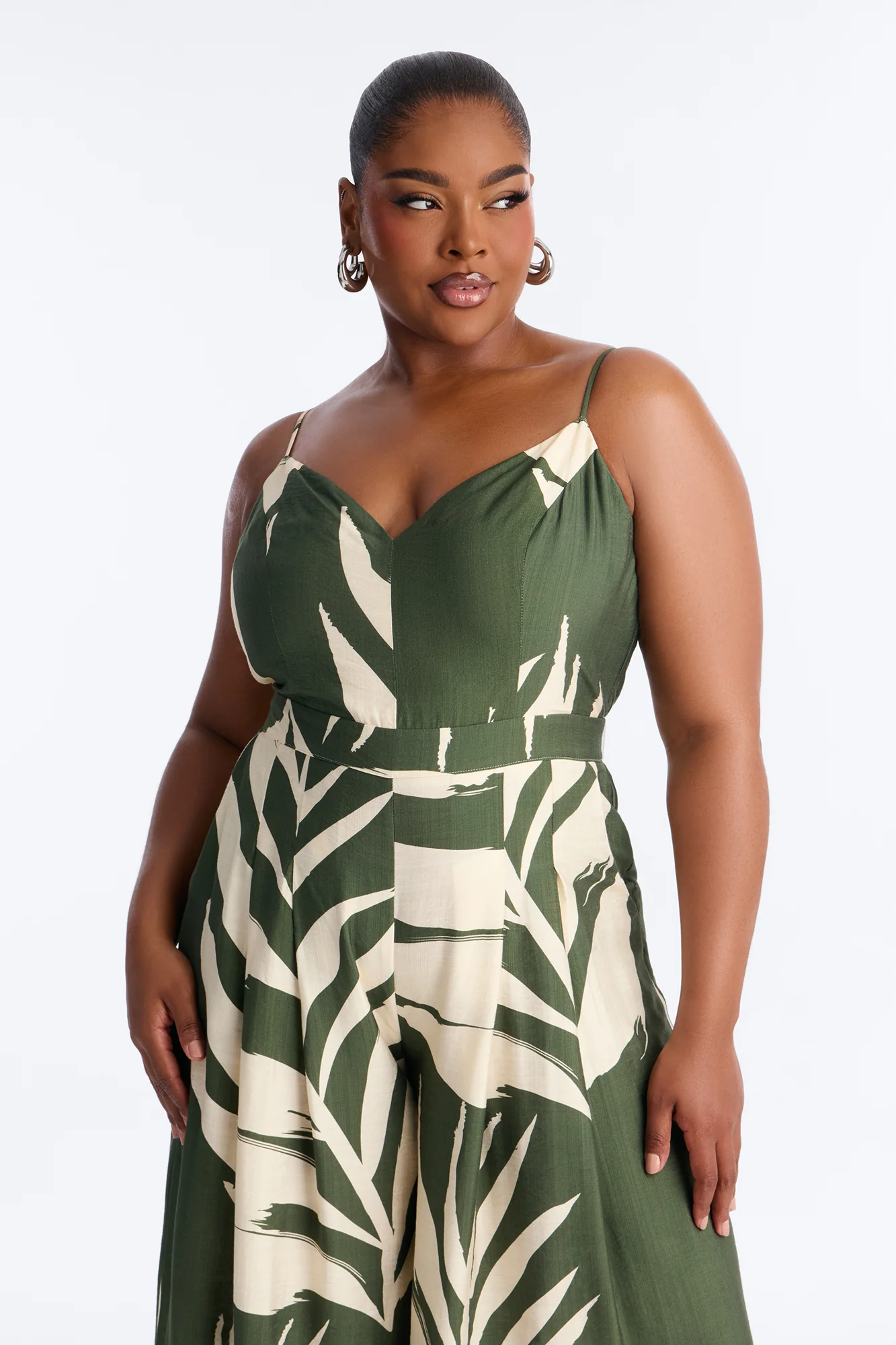 Tanya Tropical Wide Leg Jumpsuit - Green - Image 6