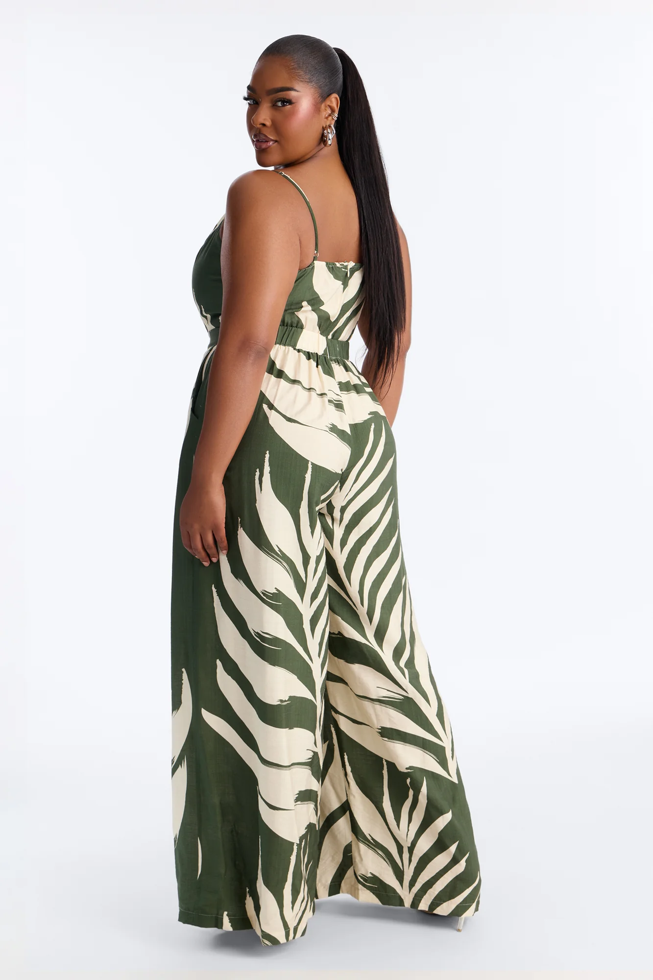 Tanya Tropical Wide Leg Jumpsuit - Green - Image 7