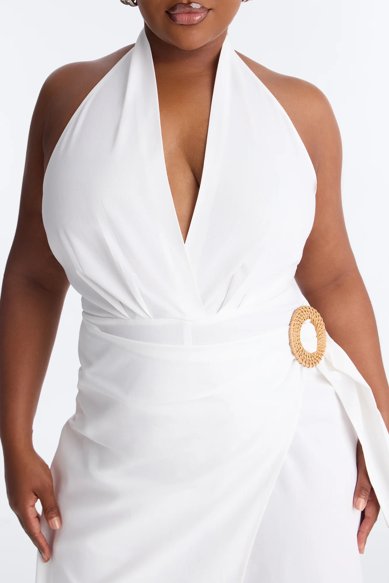 Tara Linen Halter Straight Leg Jumpsuit - White - Image 6