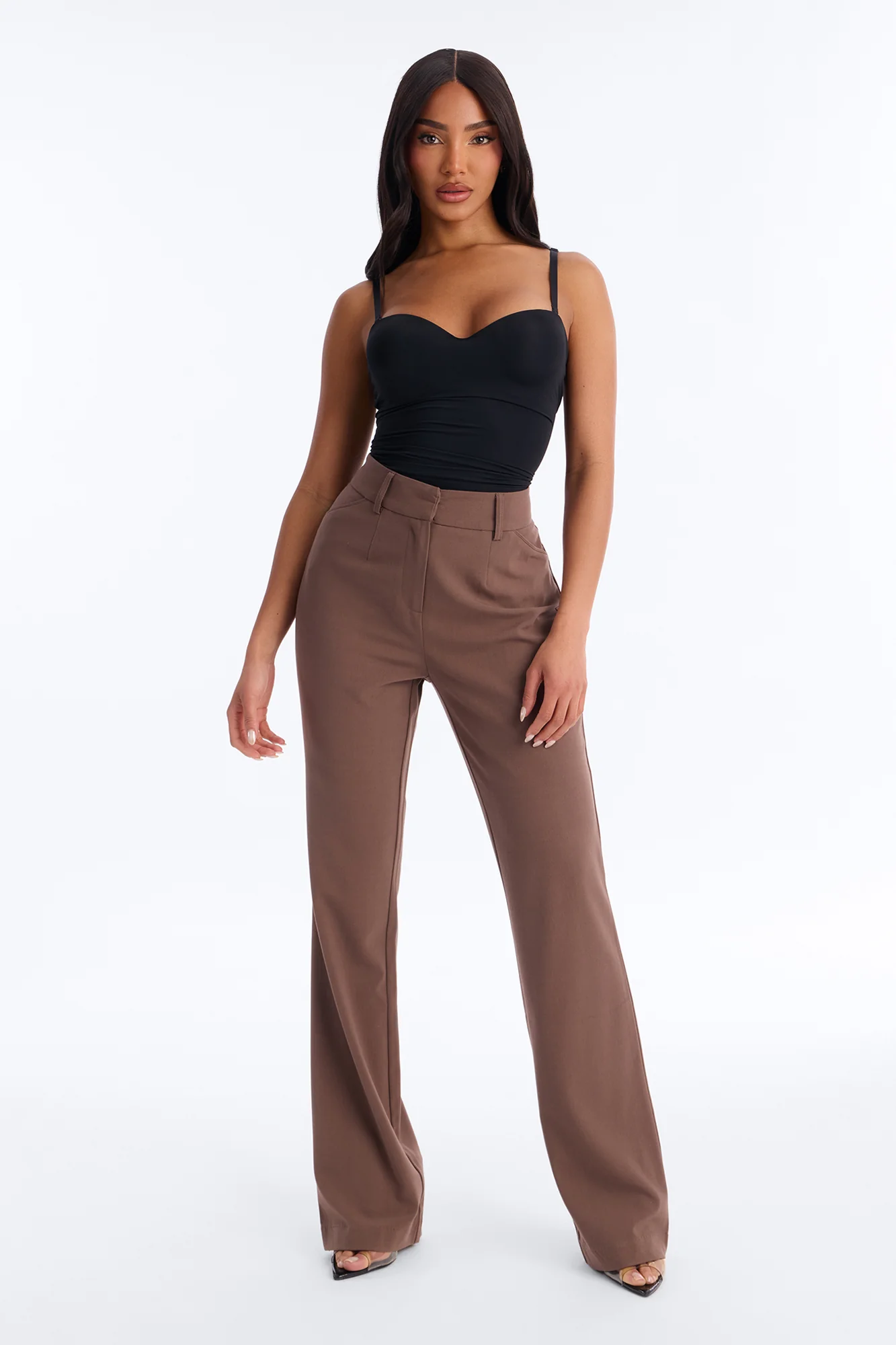 Tasha Dressy High Rise Pants - Caffe