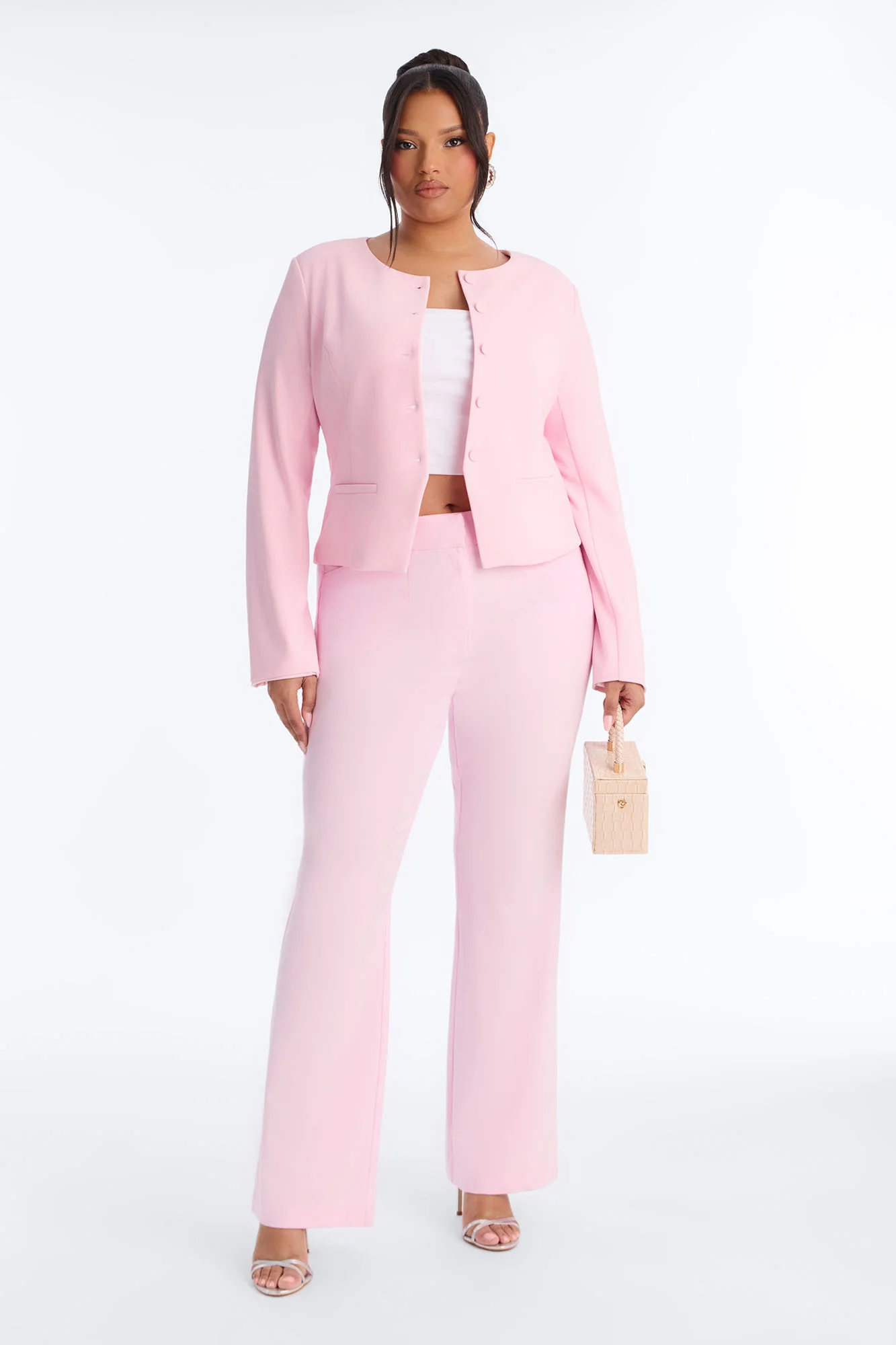 Tasha Dressy High Rise Pants - Light Pink - Image 5