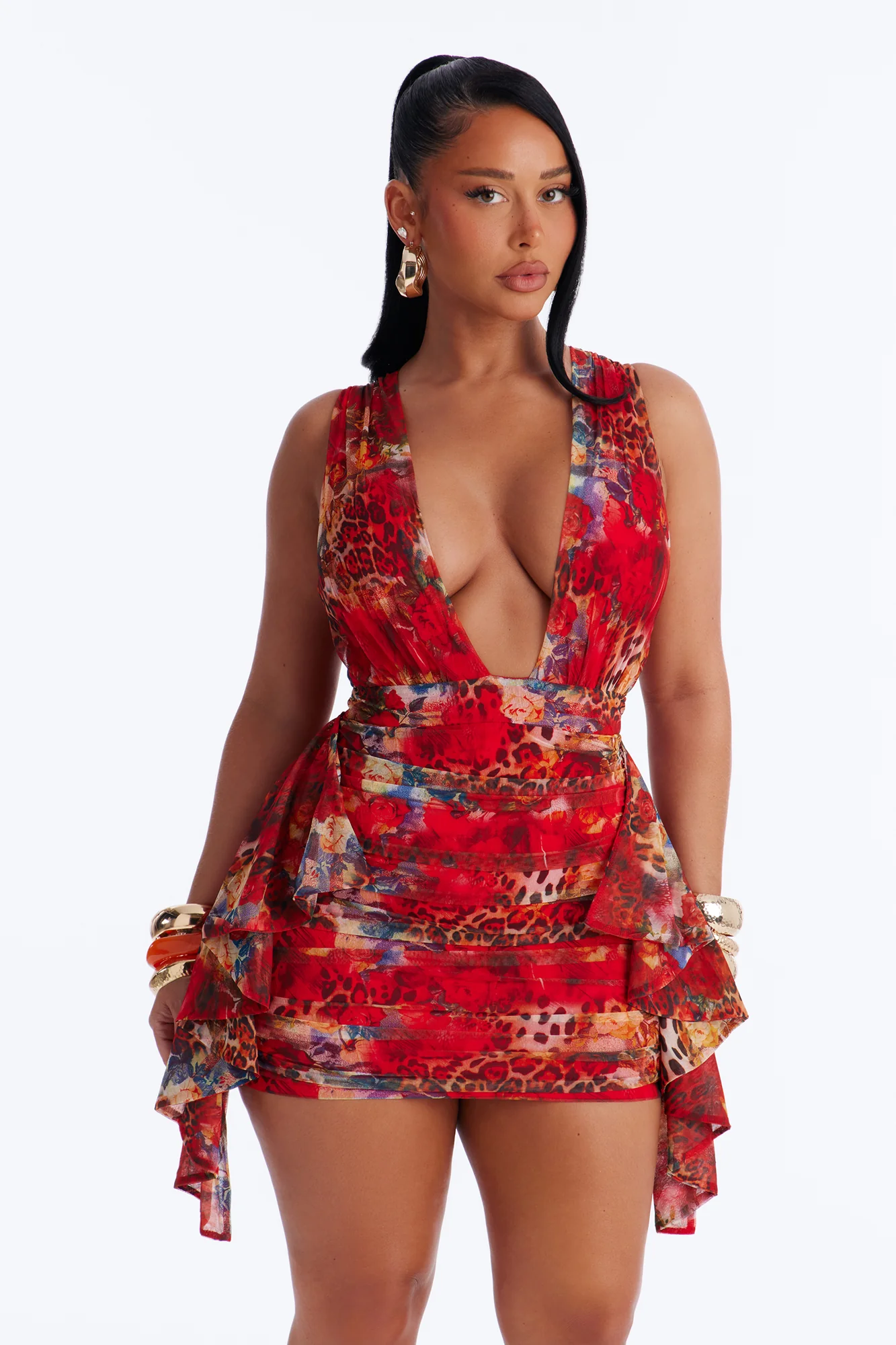 Taste Of Her Leopard Mini Dress - Red/combo - Image 2