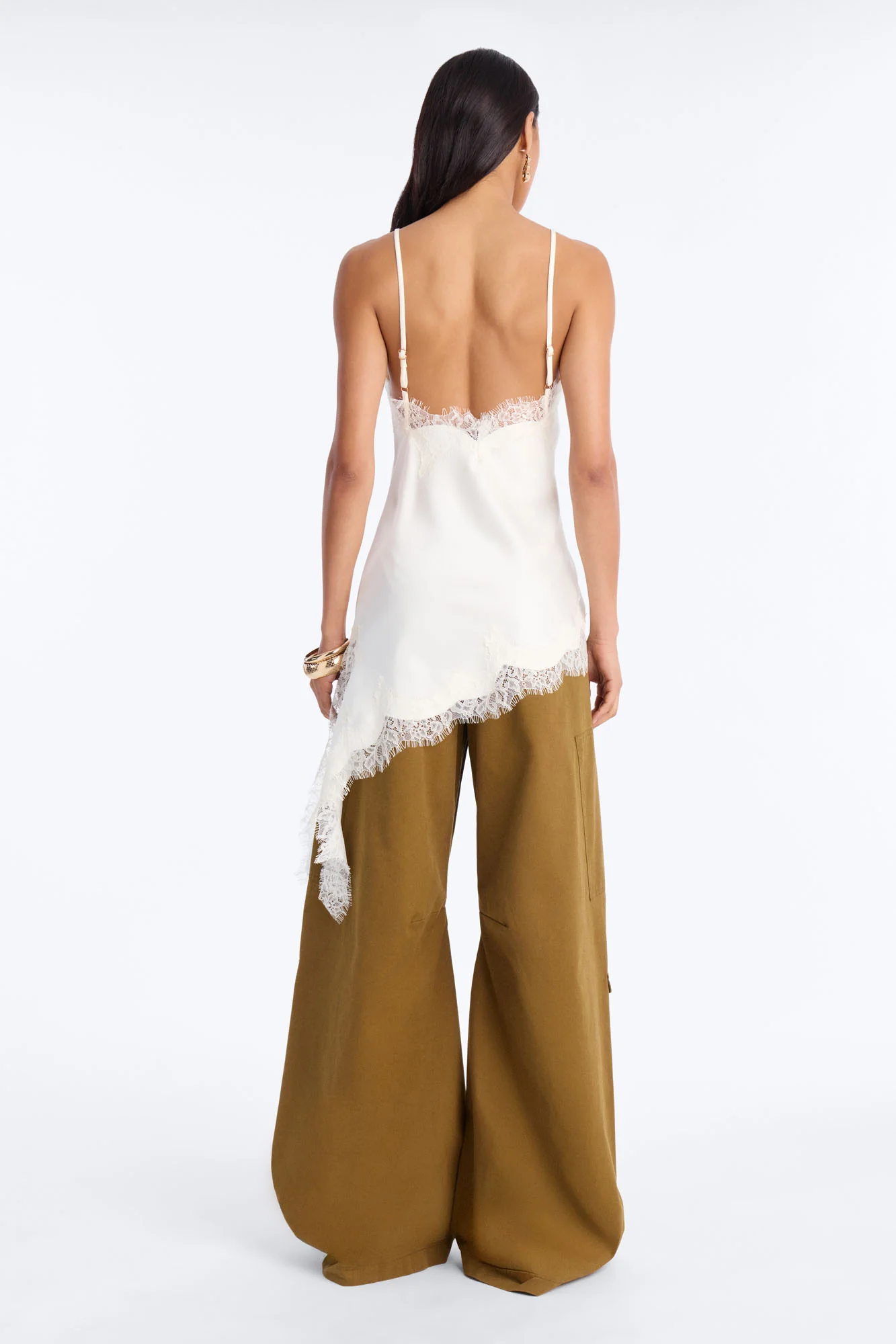 Taste Of Trouble Lace Trim Satin Top - Ivory - Image 4