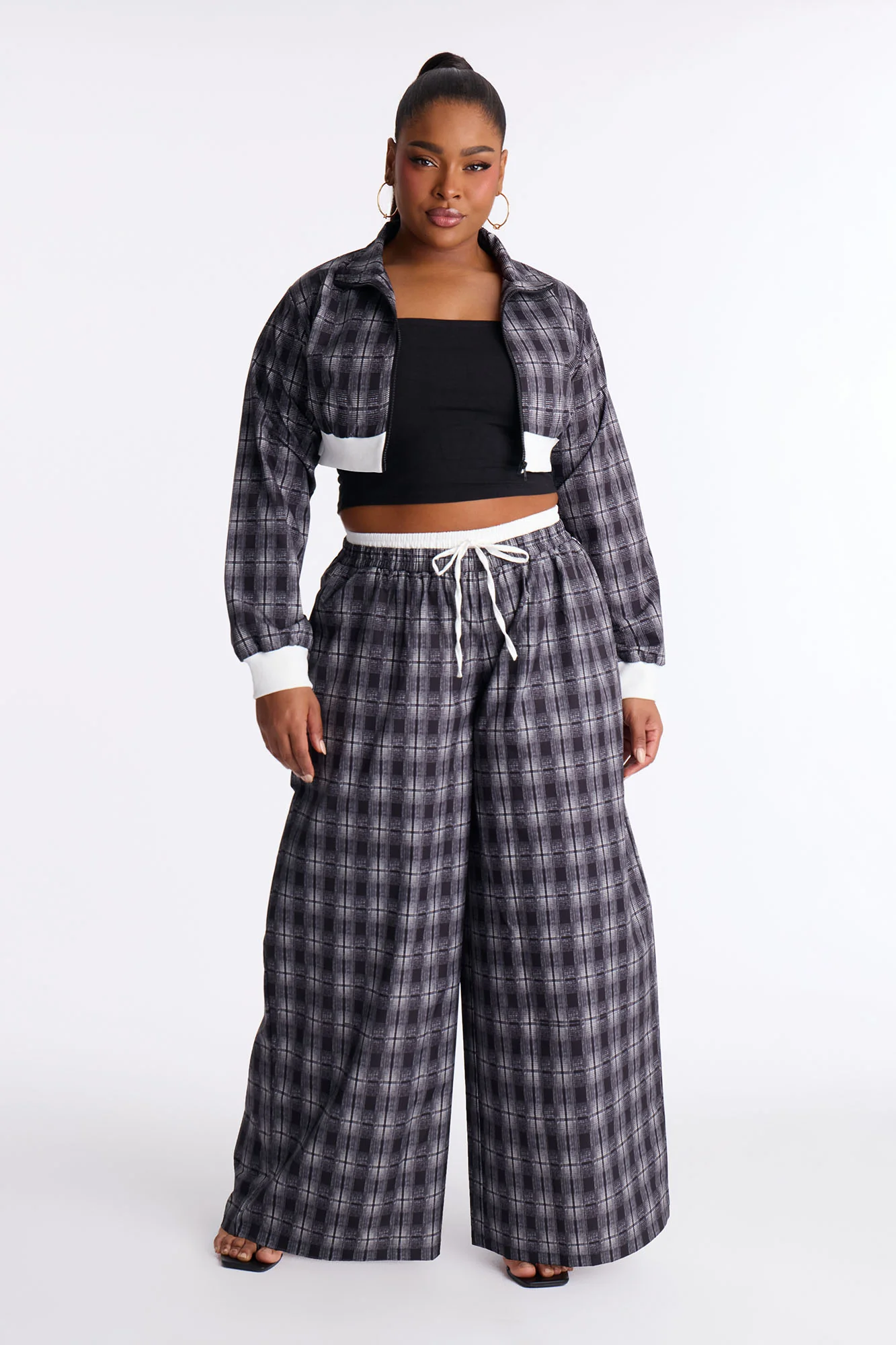 Tate Plaid Boxer Pant Set - Black - Image 5