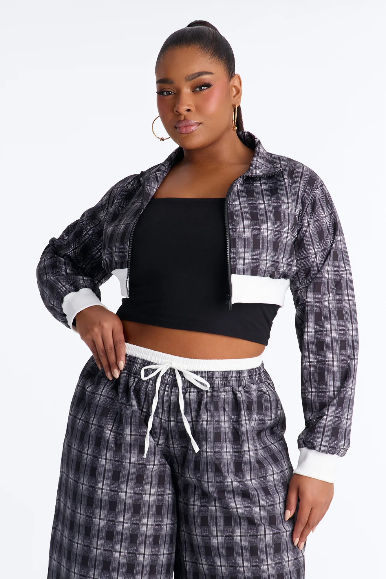 Tate Plaid Boxer Pant Set - Black - Image 6