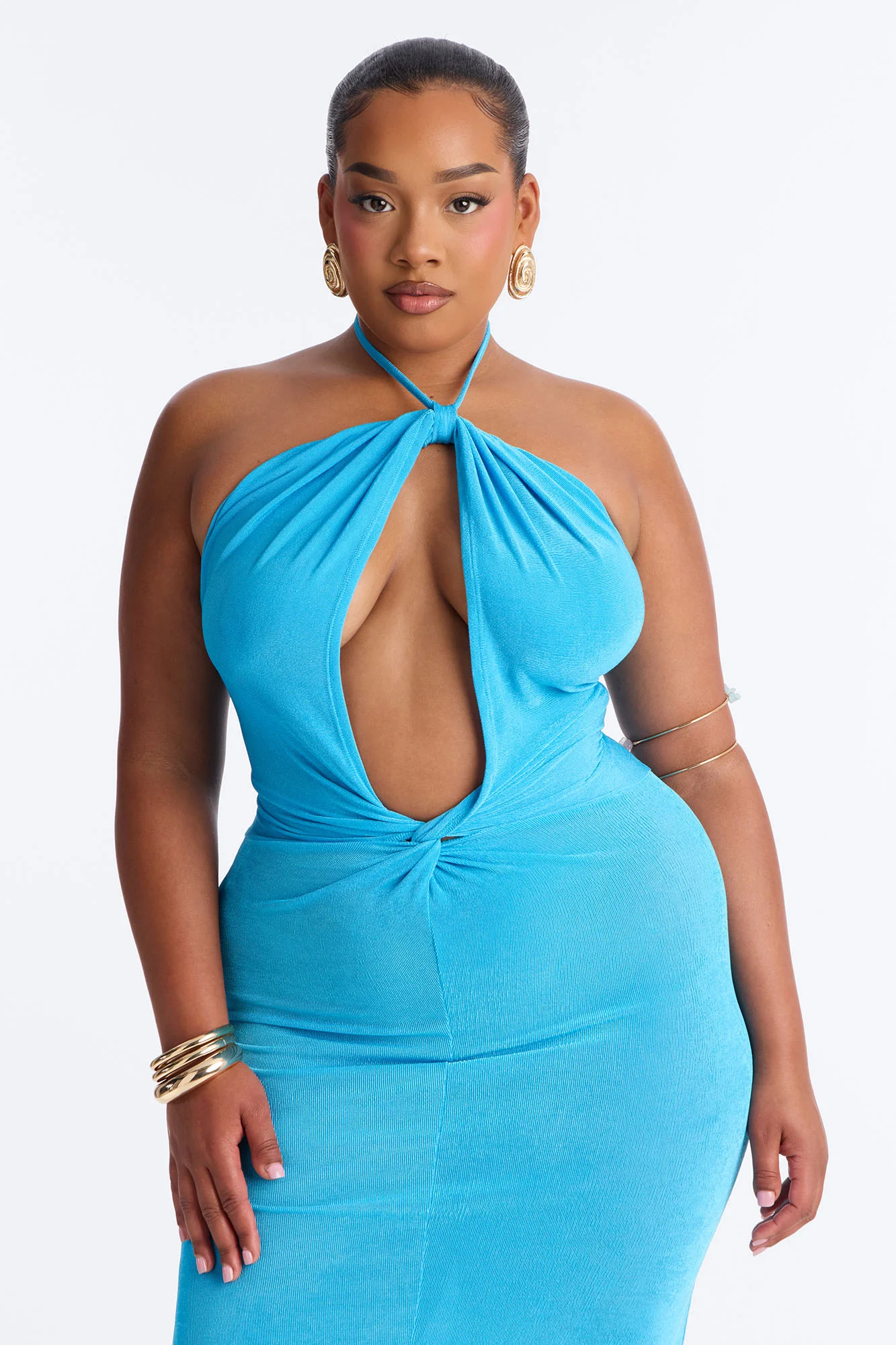 Tatiana Halter Ruched Maxi Dress - Blue - Image 6