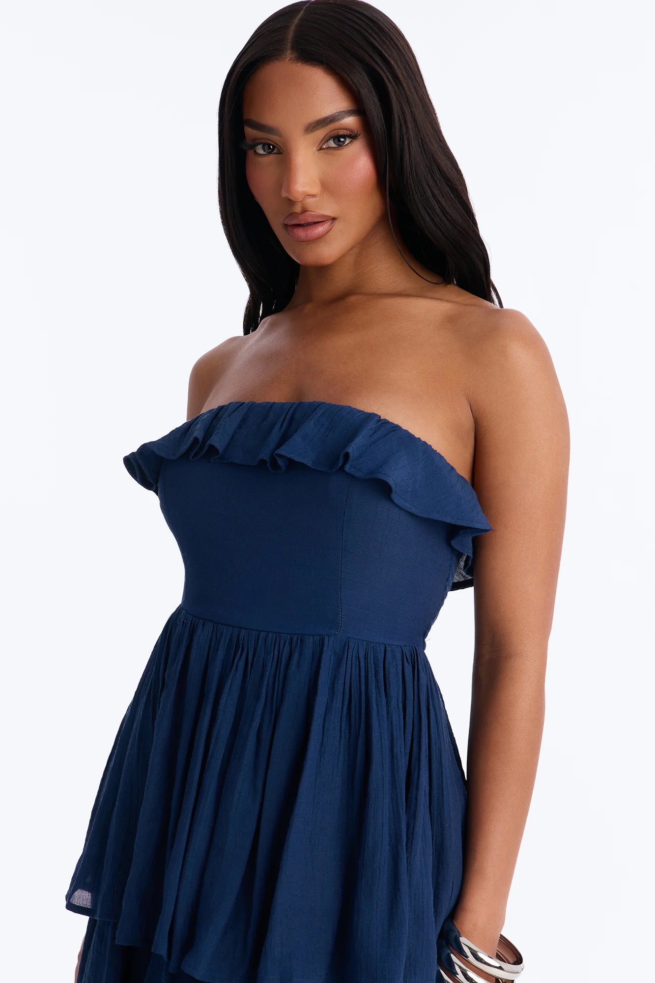 Tatum Tiered Strapless Maxi Dress - Navy - Image 2
