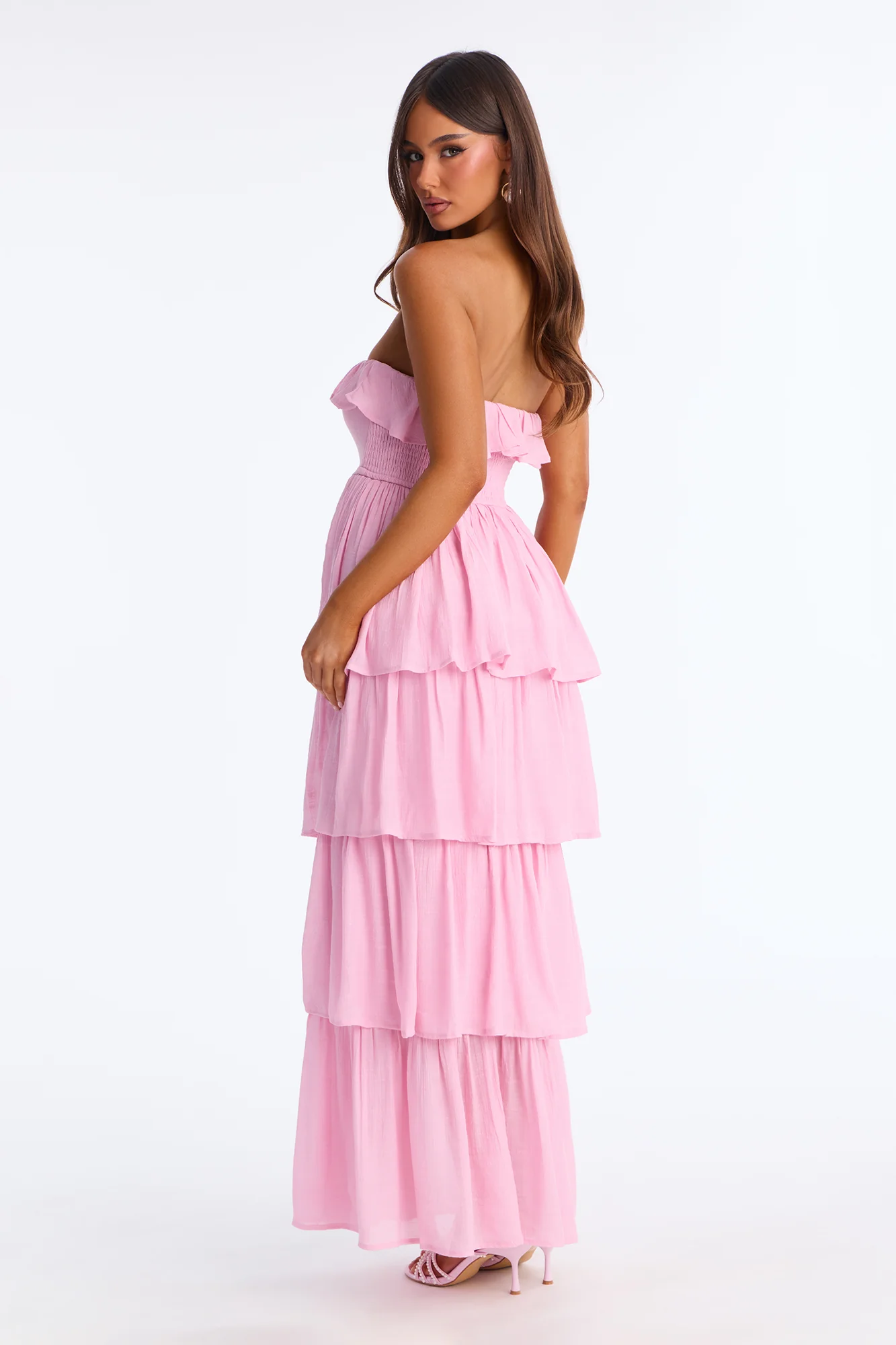 Tatum Tiered Strapless Maxi Dress - Pink - Image 4