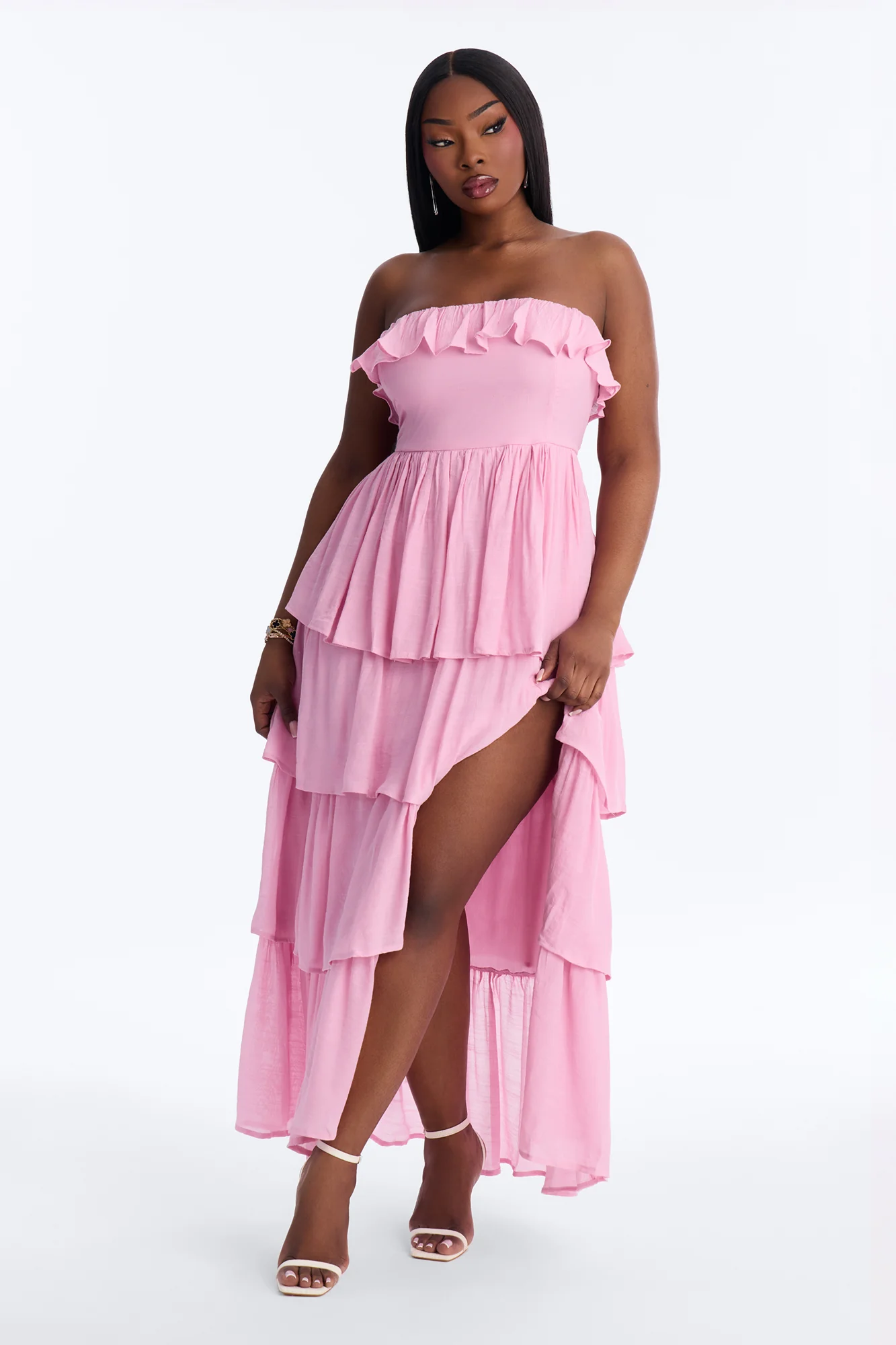 Tatum Tiered Strapless Maxi Dress - Pink - Image 5