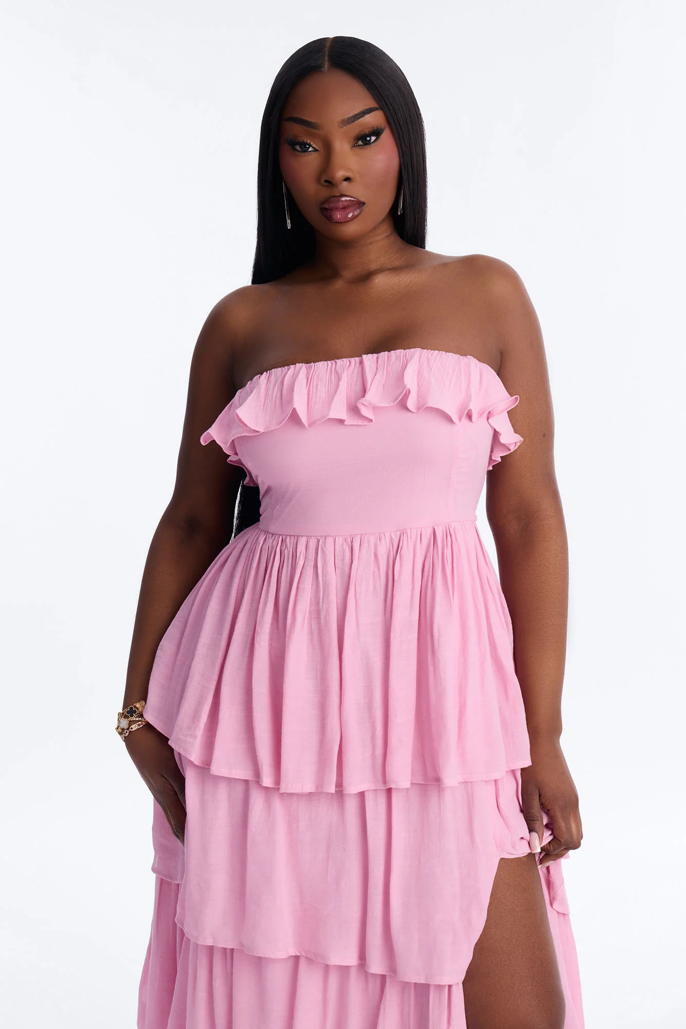 Tatum Tiered Strapless Maxi Dress - Pink - Image 6