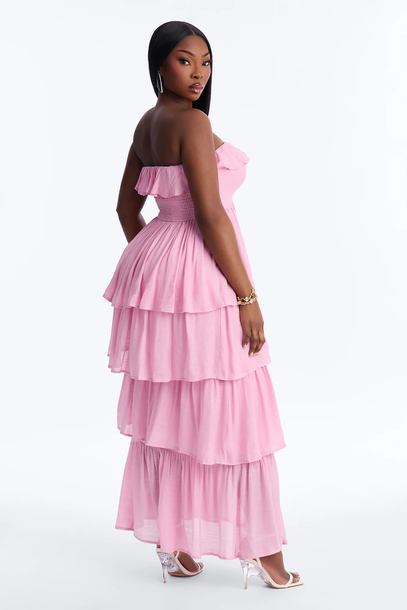 Tatum Tiered Strapless Maxi Dress - Pink - Image 8