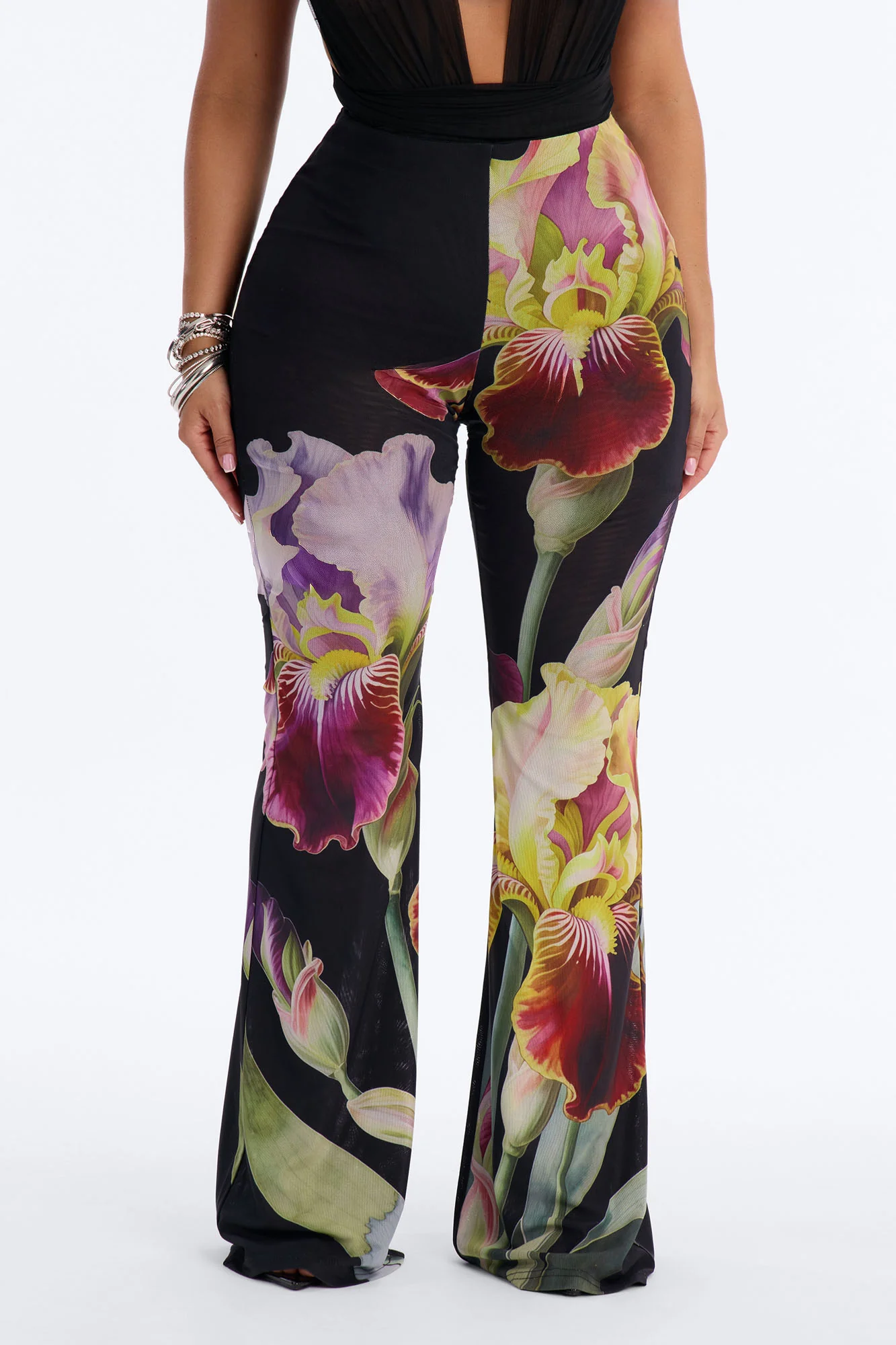 Taylor Double Mesh Skinny Flare Pant - Black/combo - Image 2