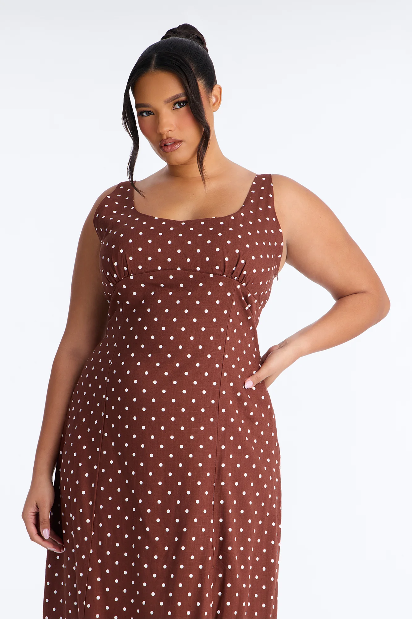 Taylor Polka Dot Linen Maxi Dress - Brown/combo - Image 6
