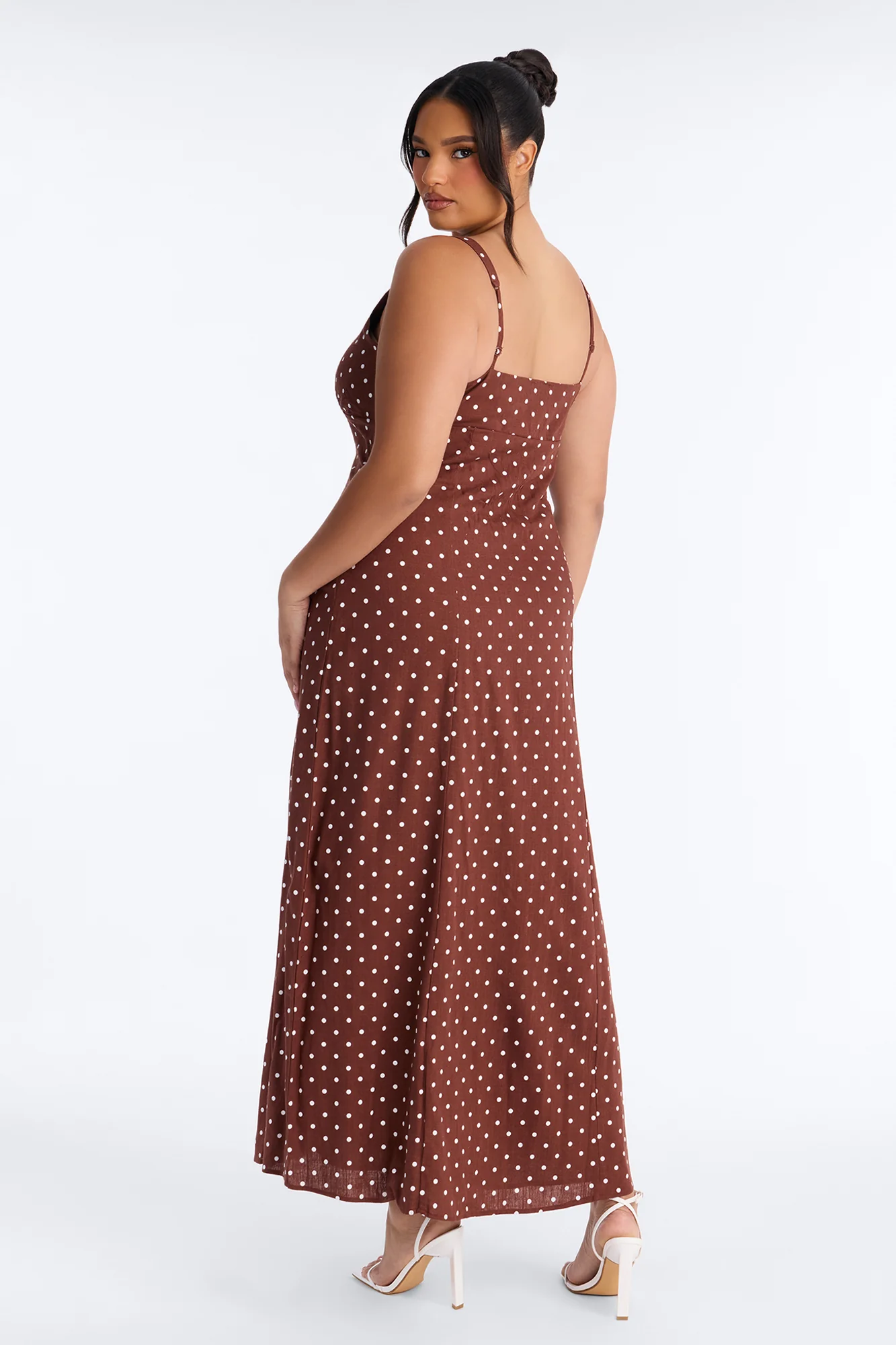 Taylor Polka Dot Linen Maxi Dress - Brown/combo - Image 8
