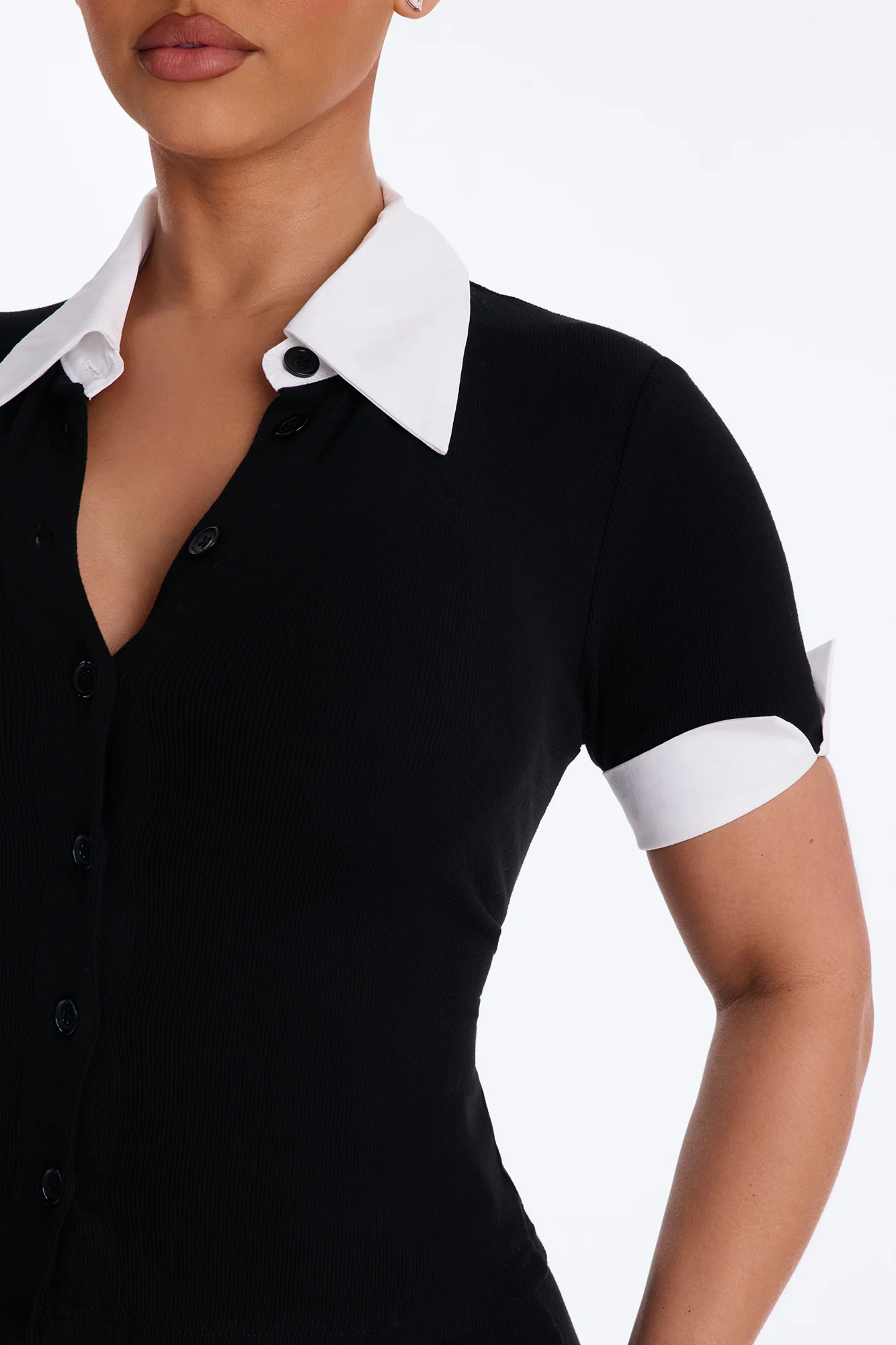 Taylor Short Sleeve Flare Pant Set - Black - Image 3