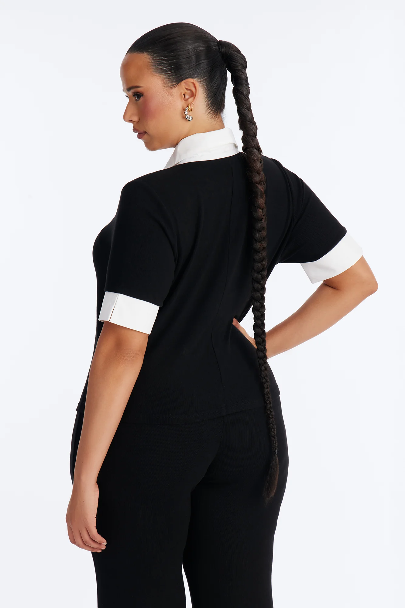 Taylor Short Sleeve Flare Pant Set - Black - Image 7