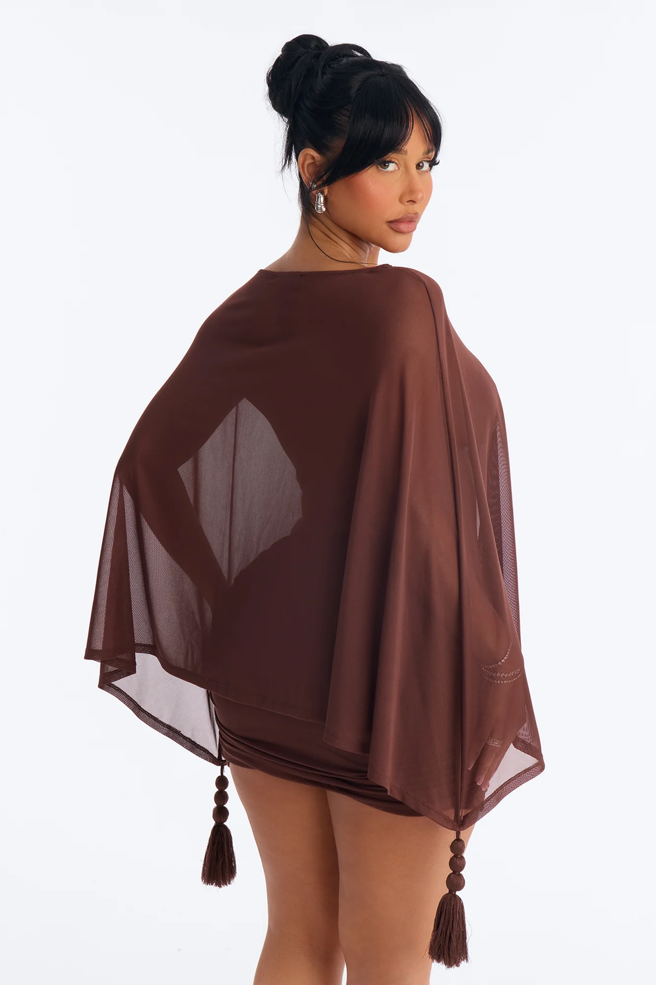 Taylor Tassel Mesh Skirt Set - Chocolate - Image 4