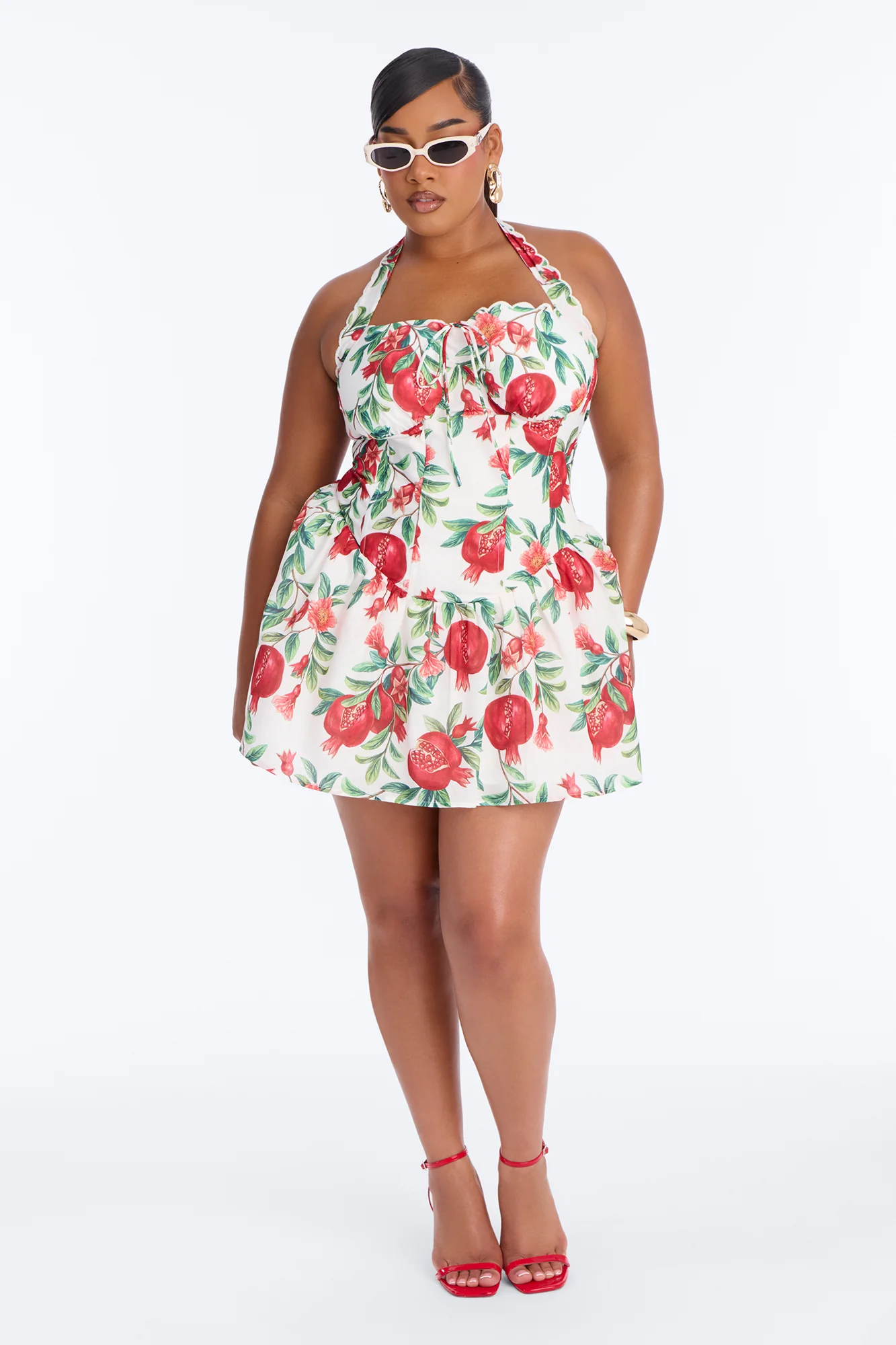 Tea Party Corset Waist Rayon Mini Dress - Red/White - Image 5
