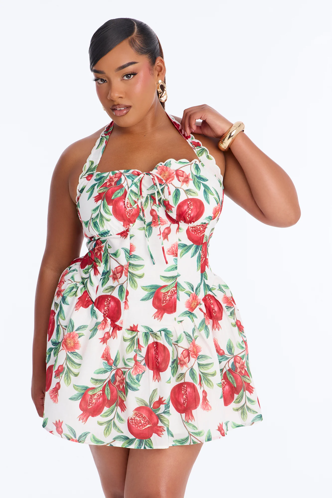 Tea Party Corset Waist Rayon Mini Dress - Red/White - Image 6