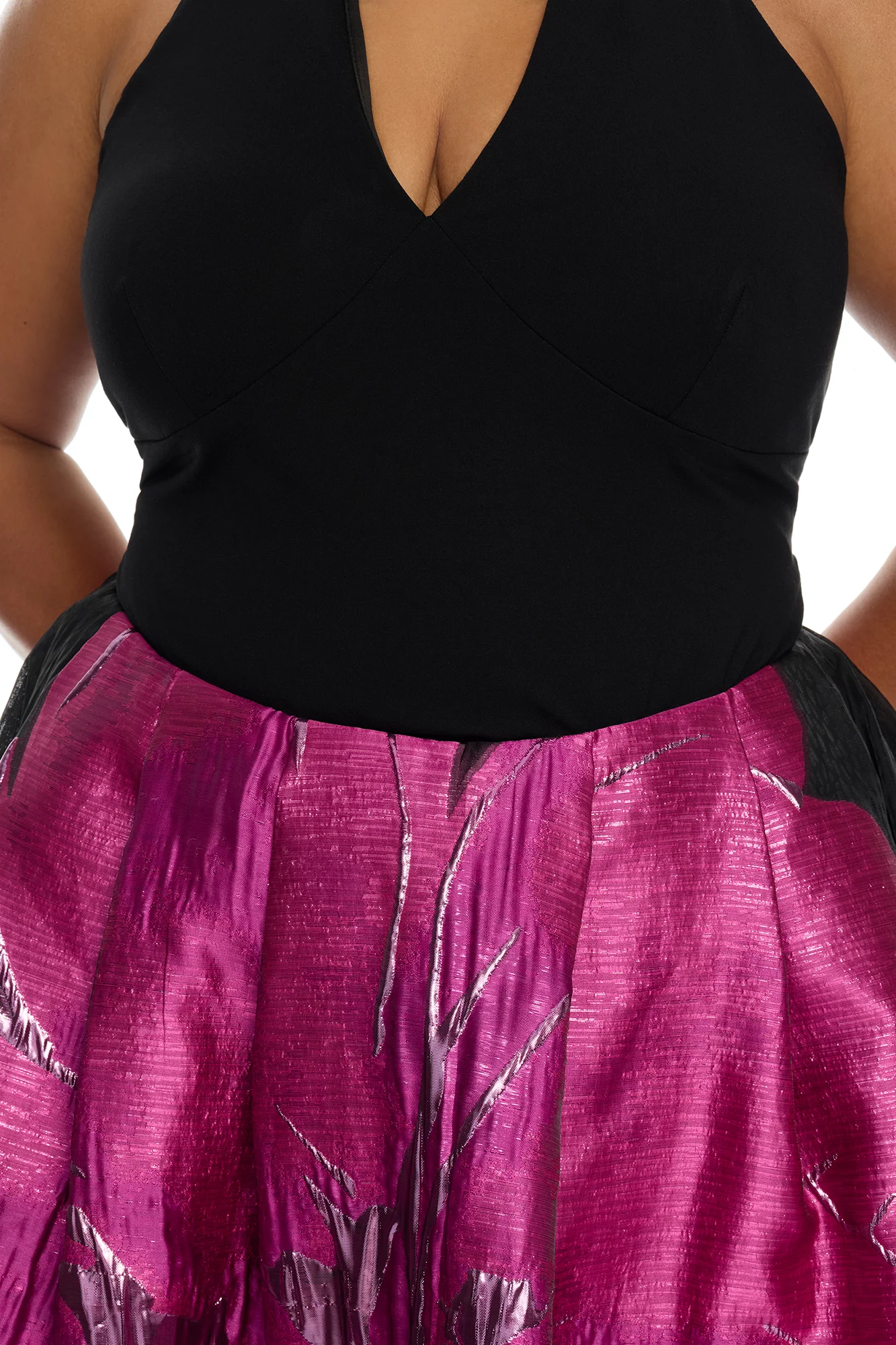 Tea Party Halter Jacquard Maxi Dress - Magenta/combo - Image 7