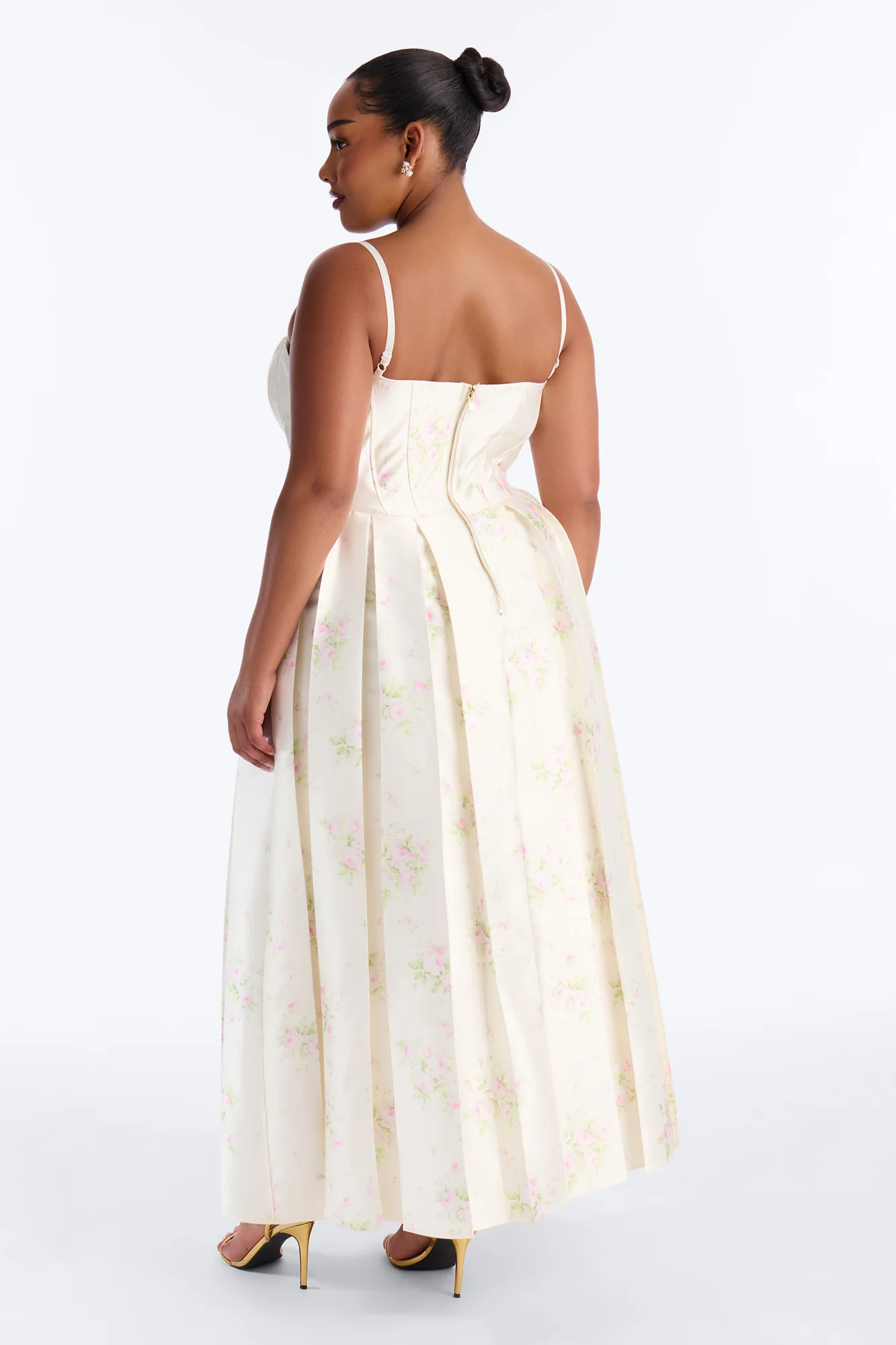 Tea Party Pleated Taffeta Gown - Cream/combo - Image 10