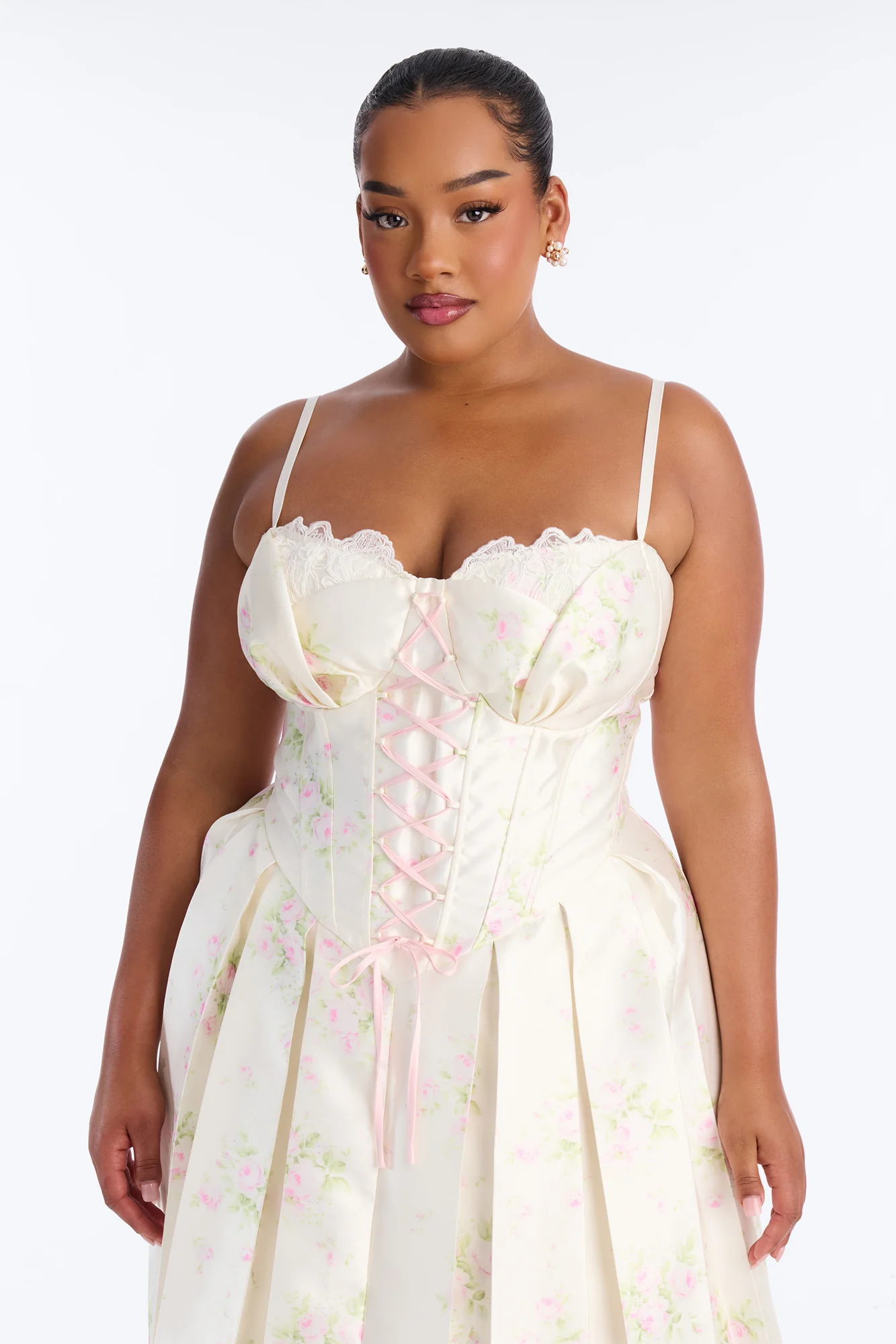 Tea Party Pleated Taffeta Gown - Cream/combo - Image 8