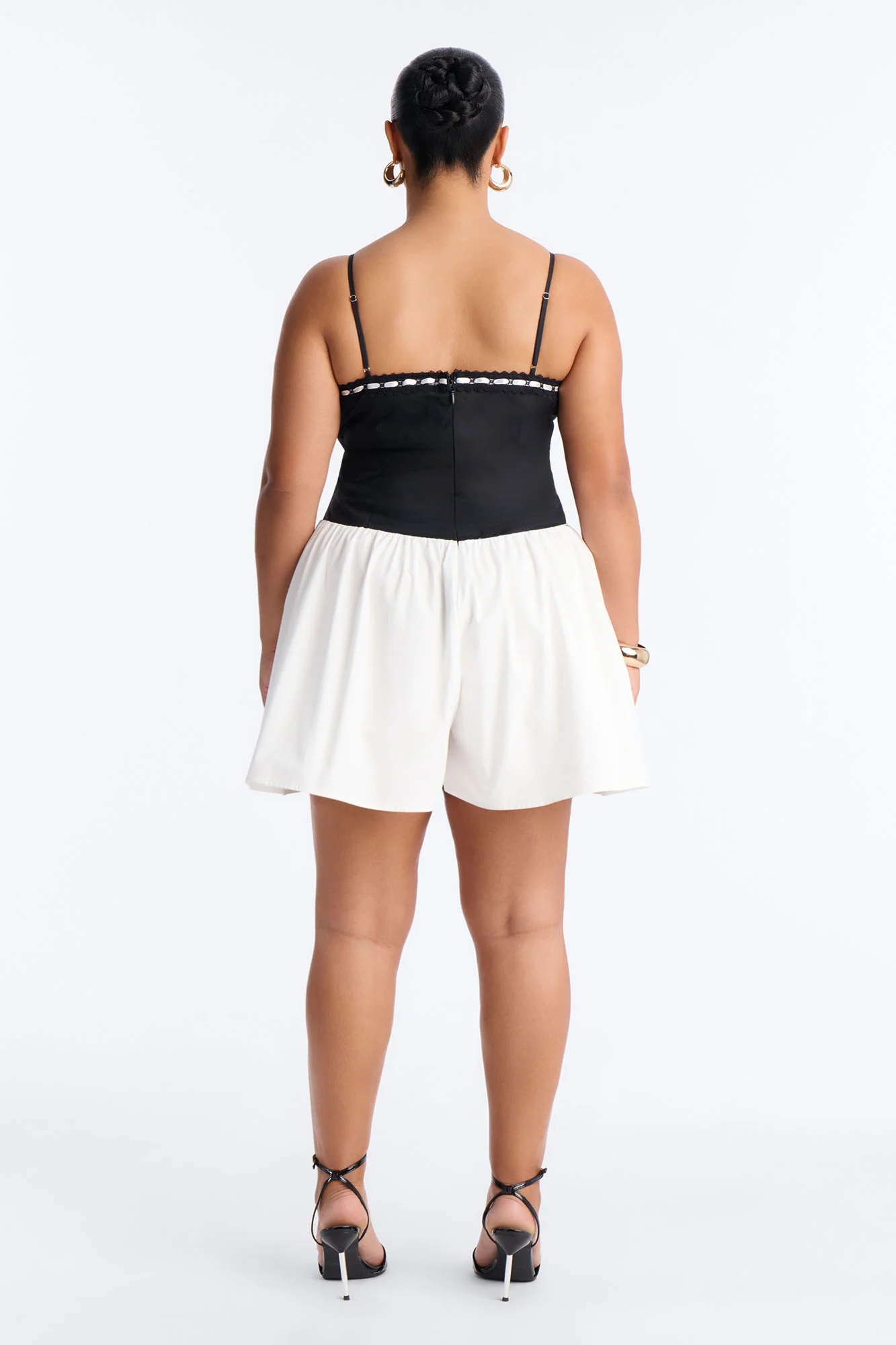 Tea Time Poplin Flowy Romper - Black/White - Image 8