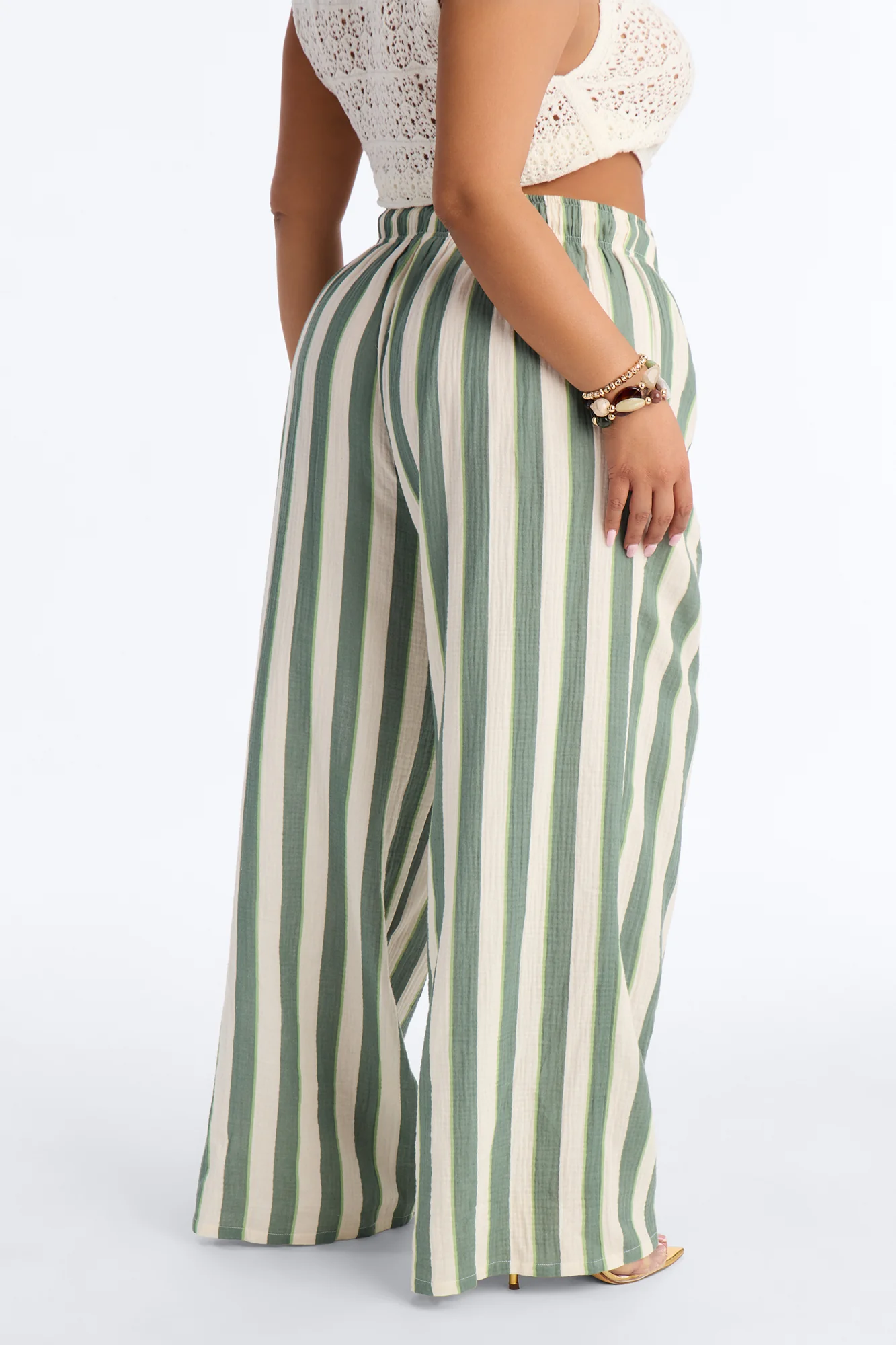 Tea Time Stripe Wide Leg Pant - Sage/combo - Image 7