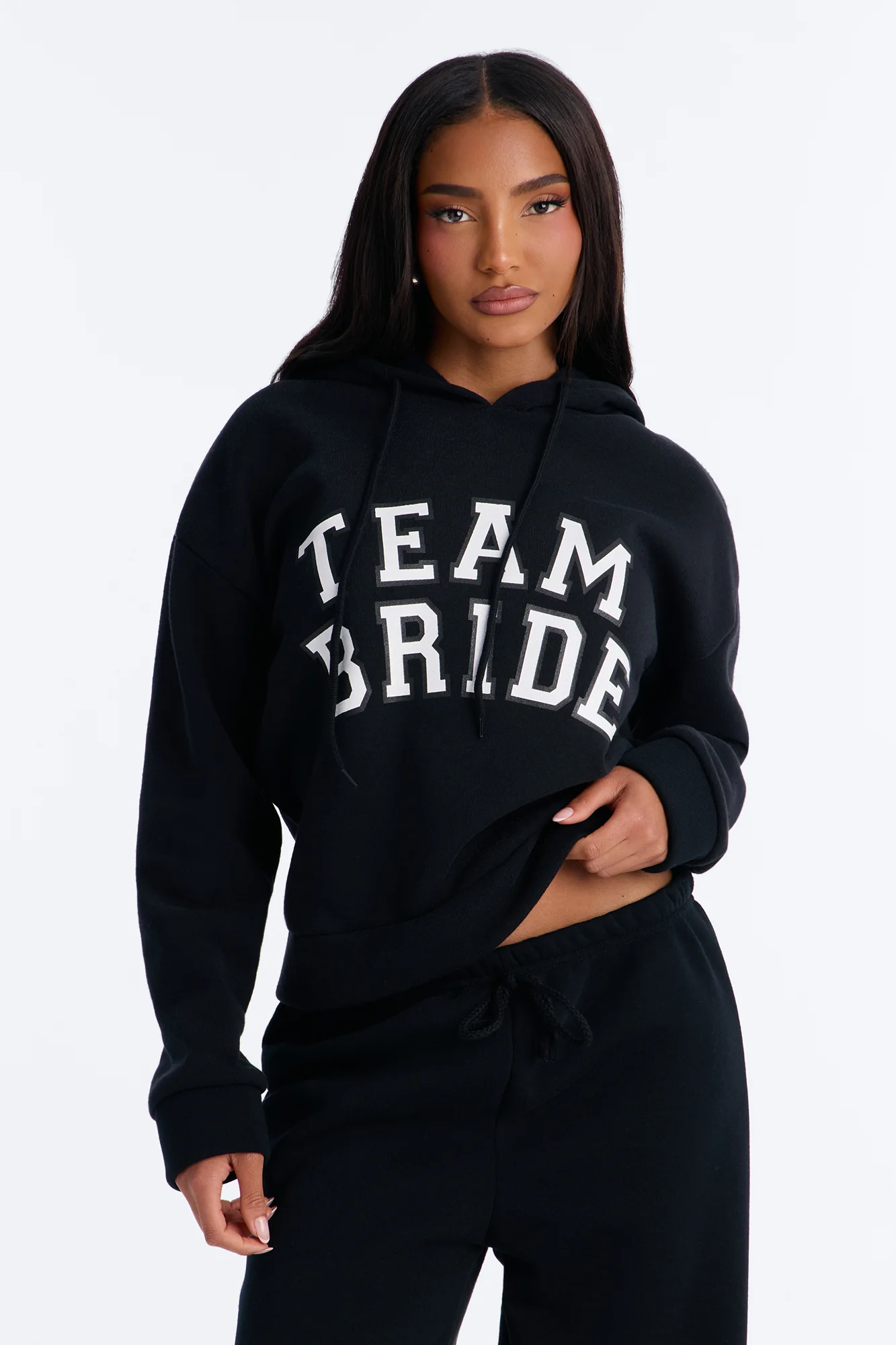 Team Bride PJ Hoodie & Sweatpant Set - Black - Image 2