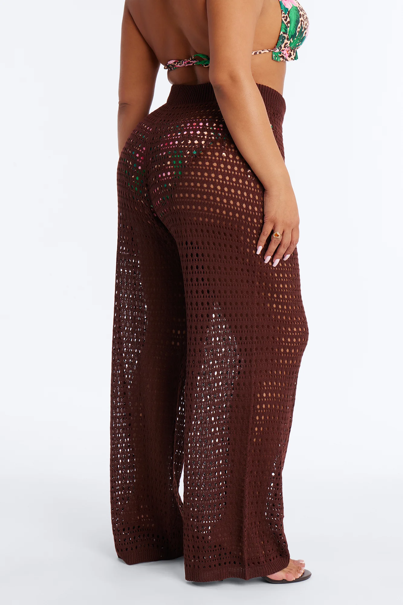 Temptress Textured Knit Swim Cover Up Pant - Chocolate - Image 6
