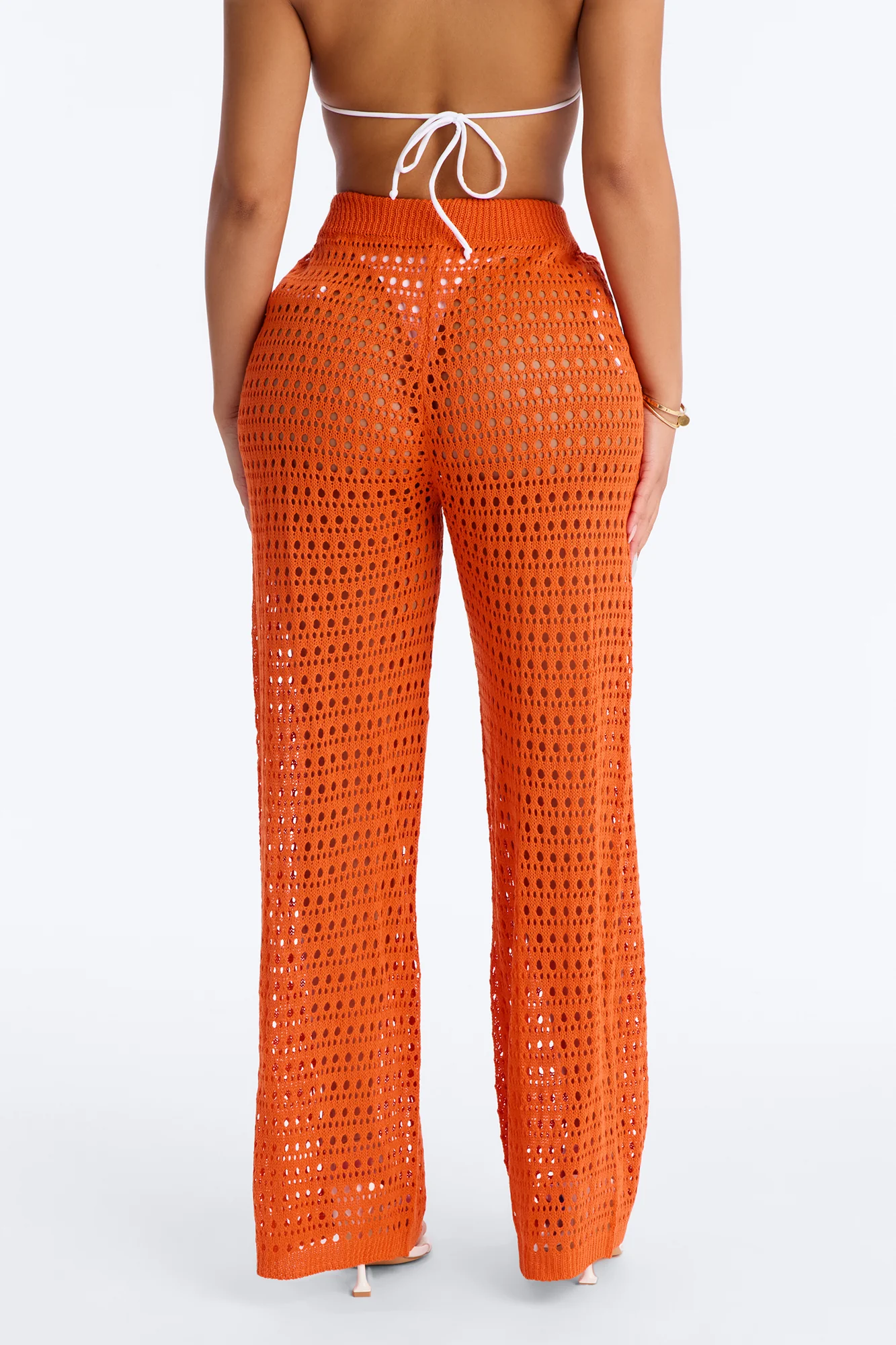 Temptress Textured Knit Swim Cover Up Pant - Orange - Image 3