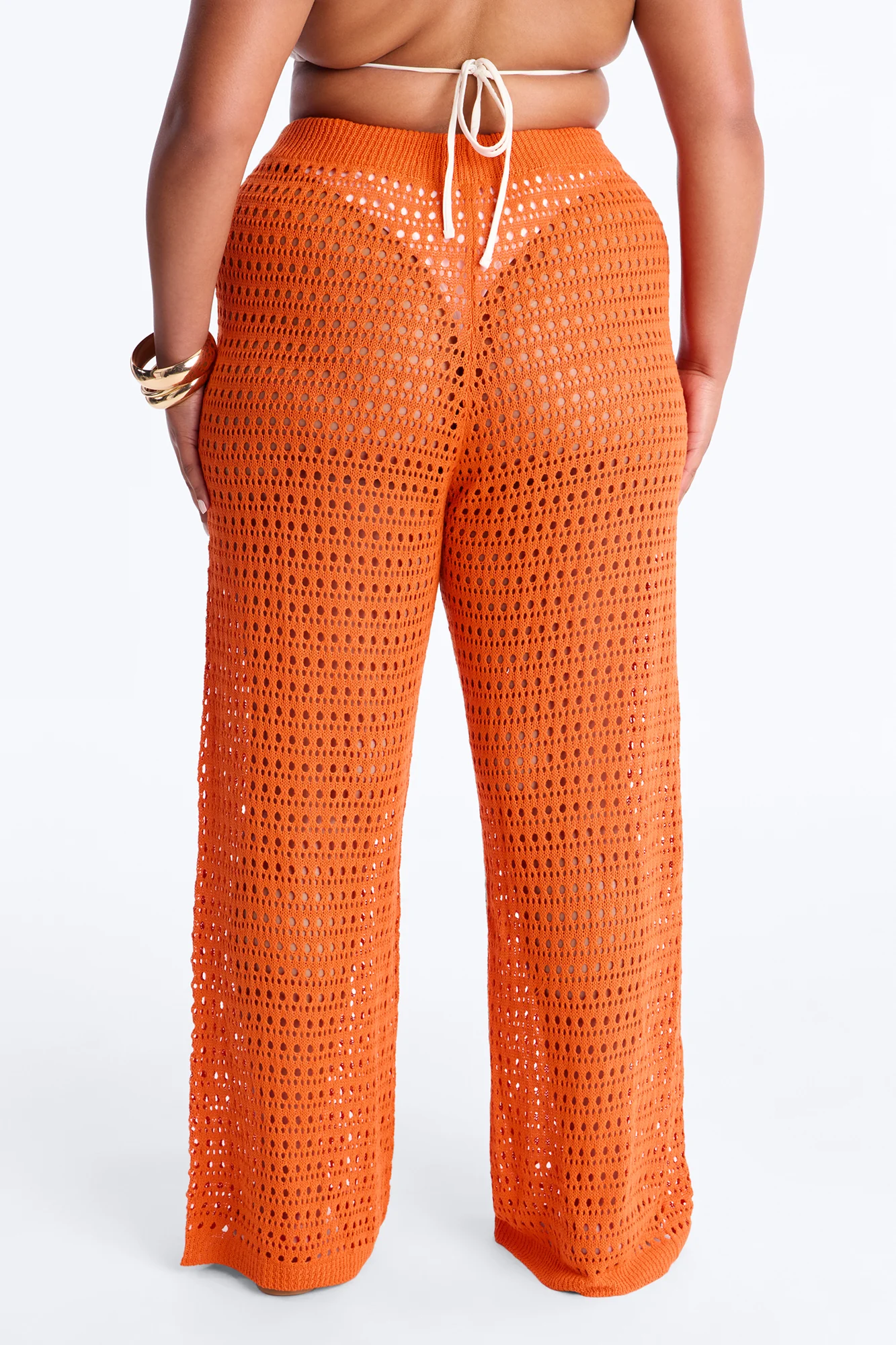 Temptress Textured Knit Swim Cover Up Pant - Orange - Image 6