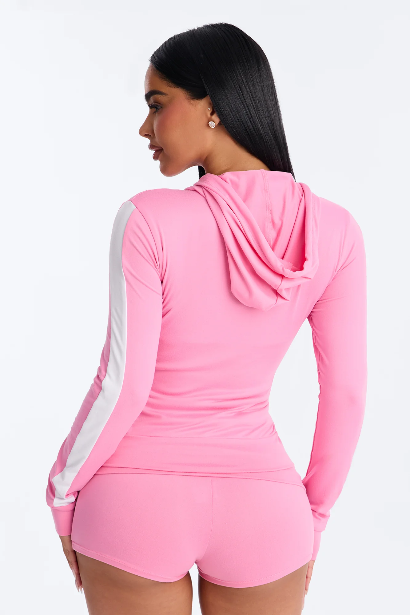 Tennis Courts Zip Up Hoody And Short Set - Bubblegum Pink - Image 4
