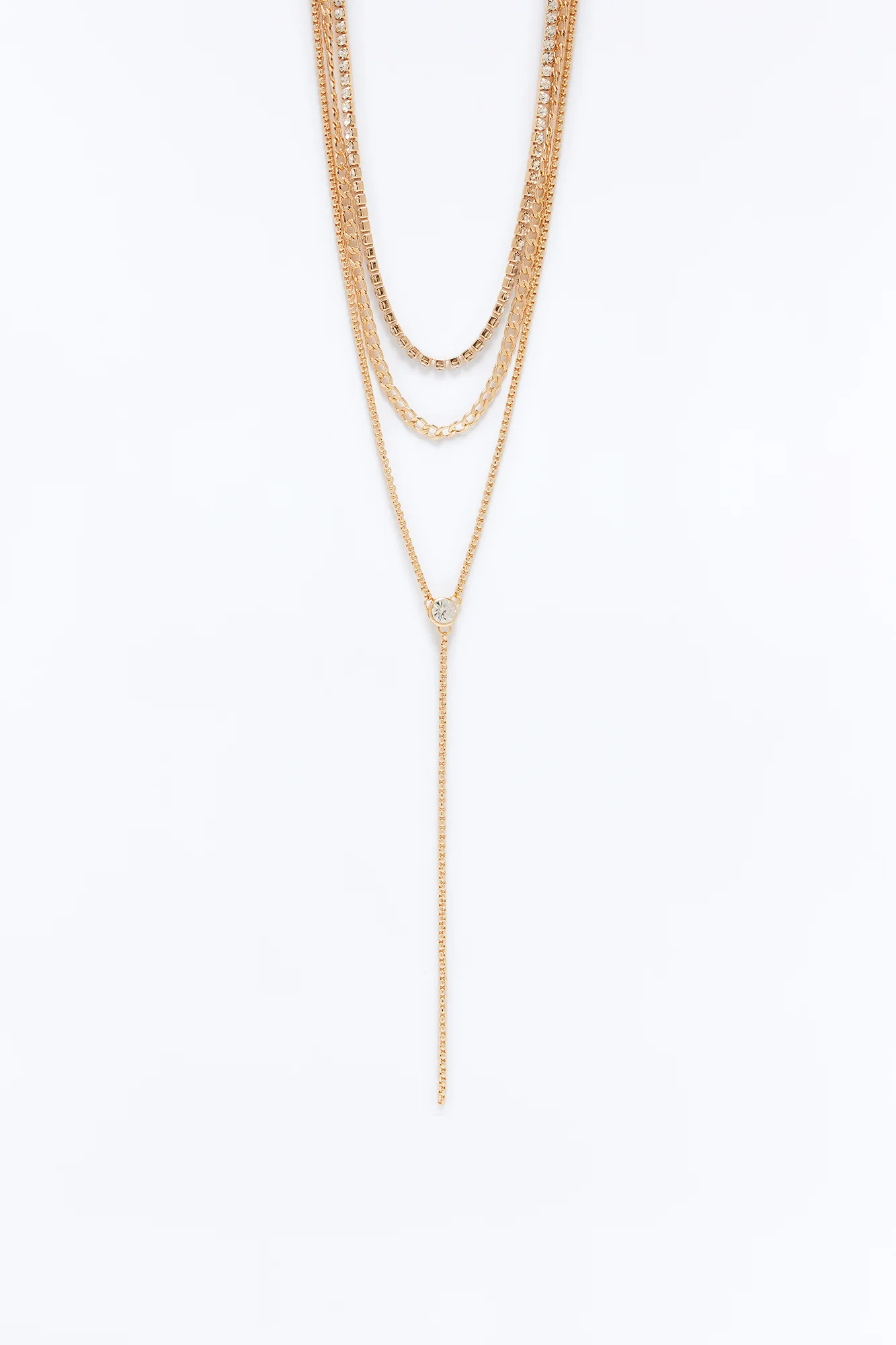 Terra Rhinestone Lariat Necklace - Gold - Image 3