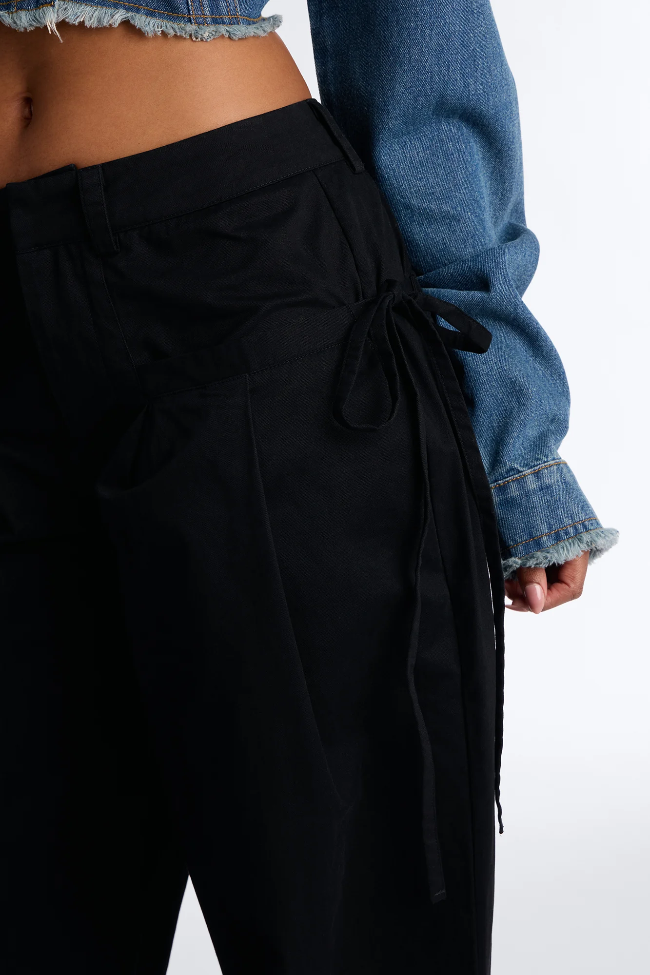 Tessa Twill Wide Leg Pant 32″ - Black - Image 3