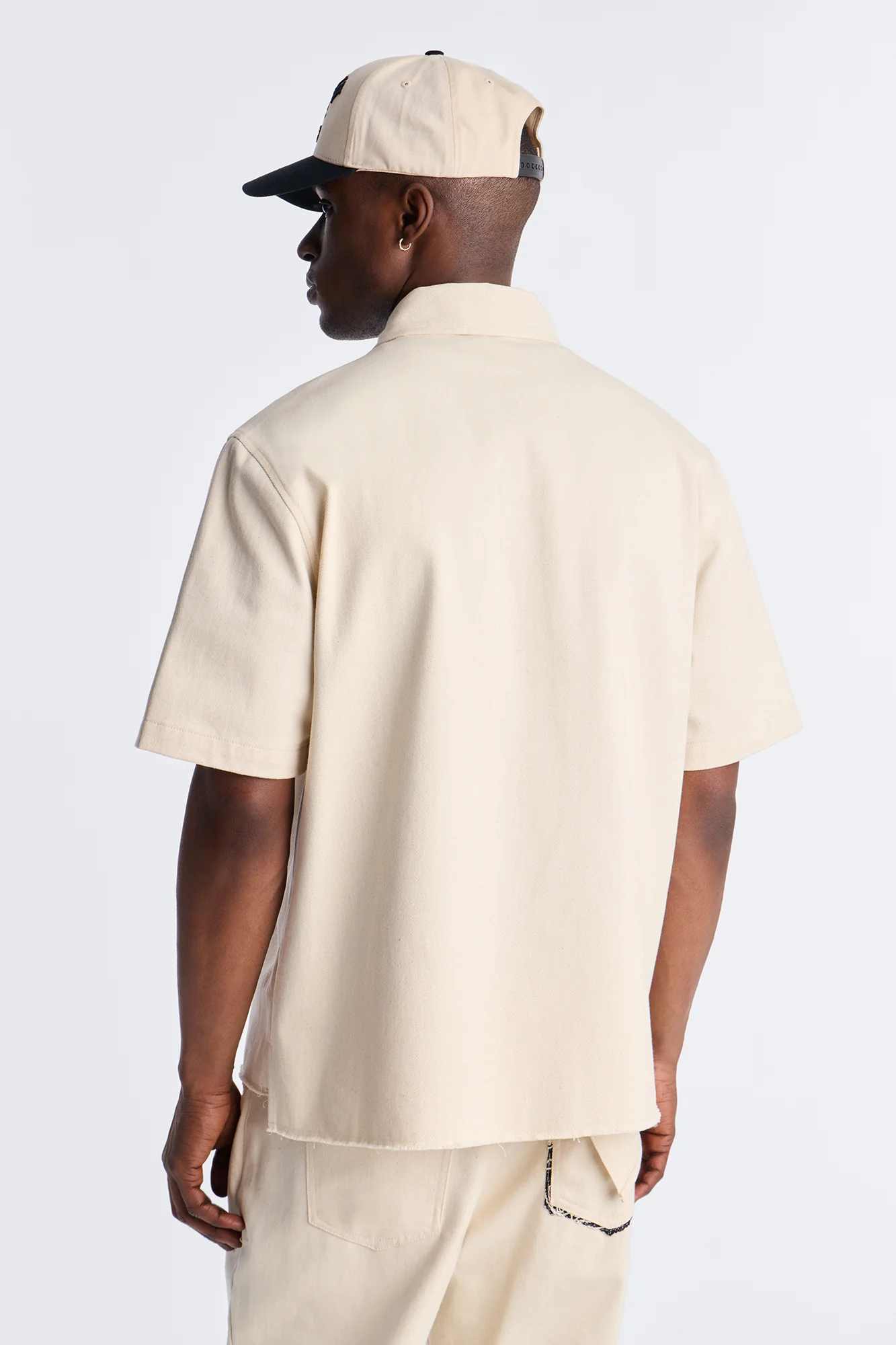 Textured Paradise Thread Zip Shirt - Cream - Image 4