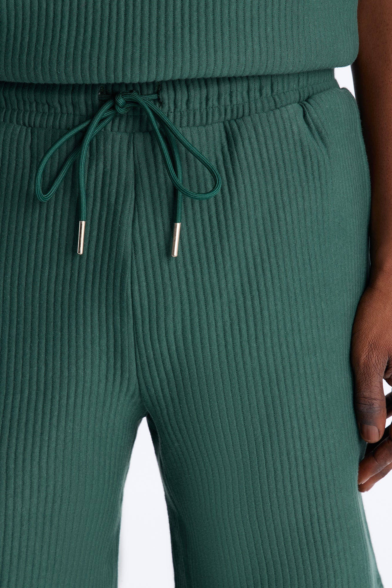 Textured Relaxed Sweatshort - Hunter Green - Image 3